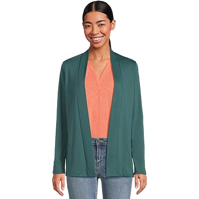 L.L.Bean Pima Cotton Open Cardigan With Pockets shade teal