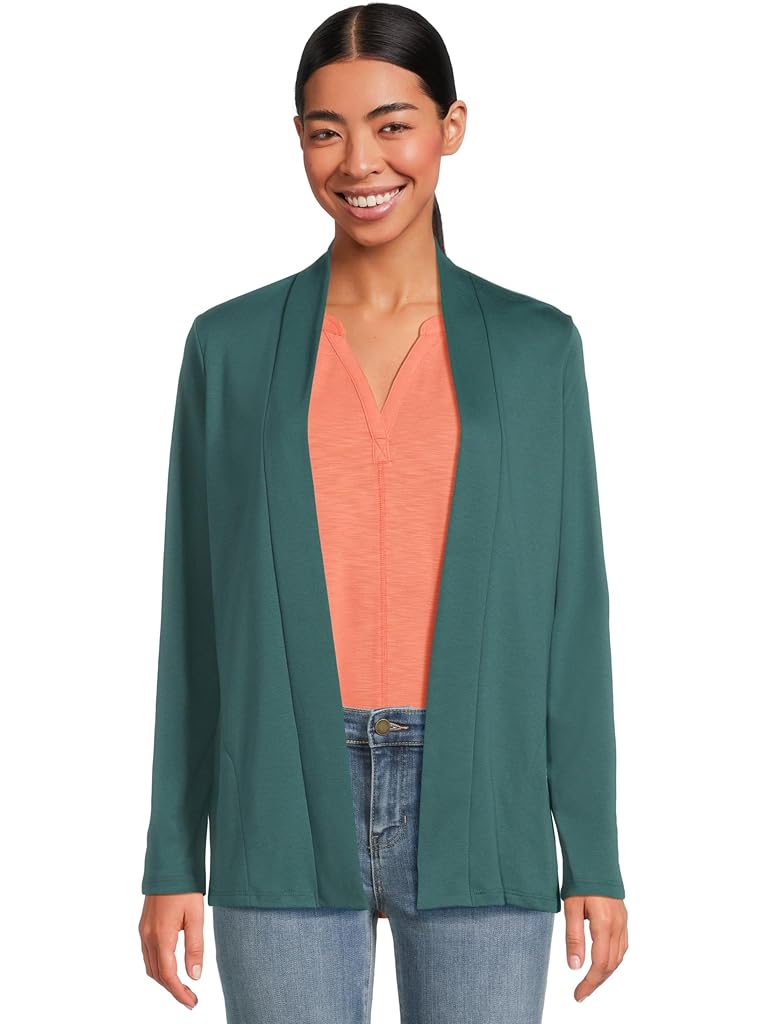 Green L.L.Bean Pima Cotton Open Cardigan With Pockets
