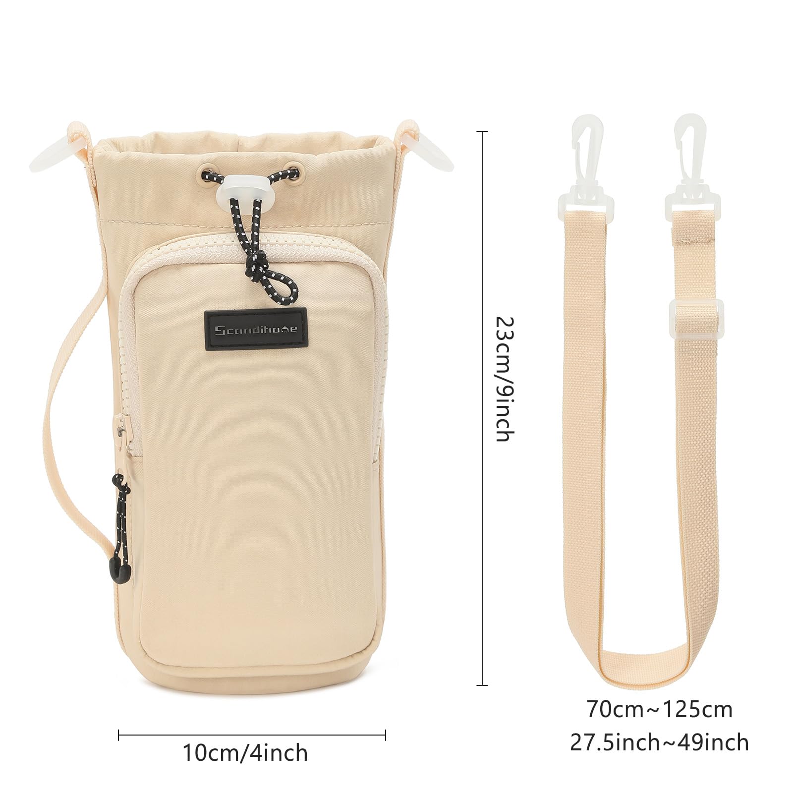 SEPWIK Water Bottle Carrier Bag With Phone Pocket, 40oz Holder Pouch With Adjustable Strap, Sleeve for Walking Hiking - Image 2