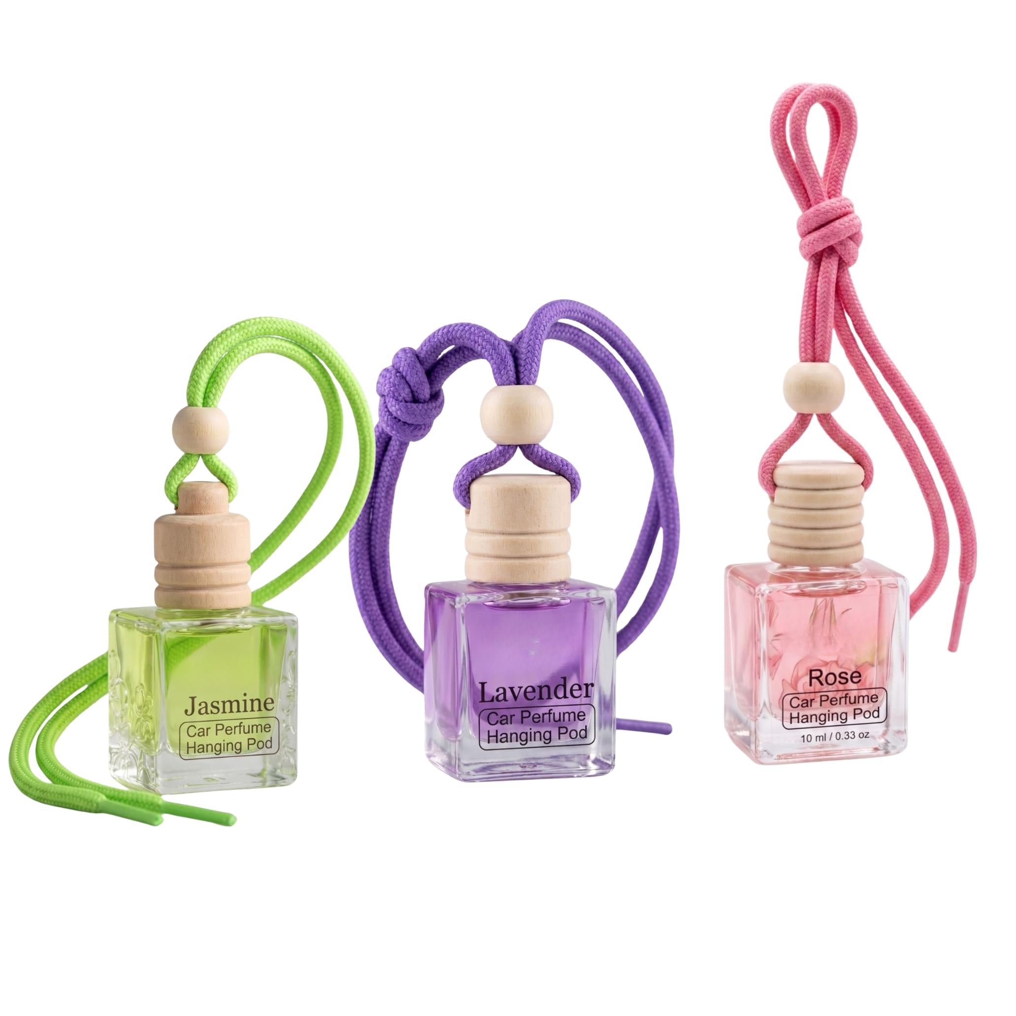 Premium Car Hanging Perfume Air Freshener | Long-Lasting Fragrance Diffuser with Wooden Cap | Elegant Car Interior Aroma Bottle for Fresh & Luxury Drive (Lavender, Rose, Jasmine)-image-48