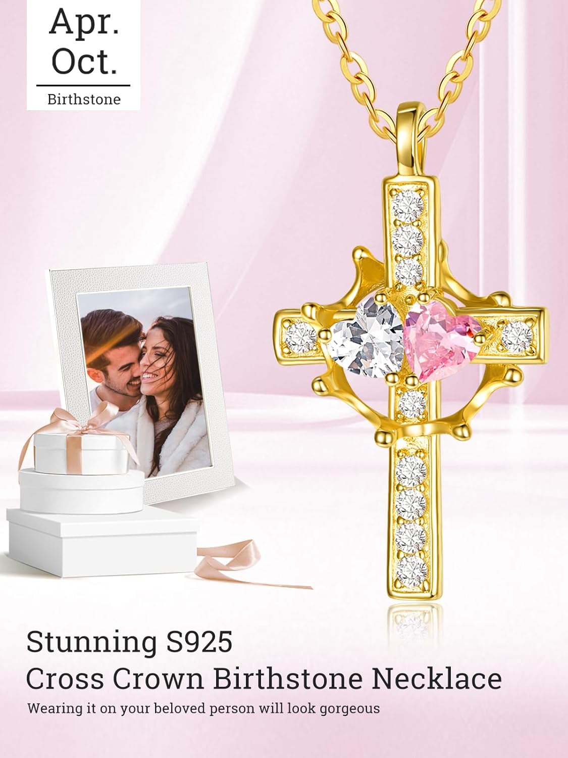 Valentine's Day Gifts for Wife 925 Sterling Silver Double Birthstone Pendant Necklaces I Love You for Always and Forever Necklace Anniversary Birthday Gifts for Wife Girlfriend Mom Her - Image 5