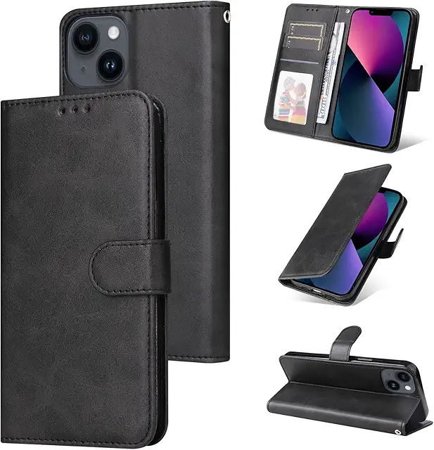 Coque iPhone 13 Portefeuille Magnétique - Protection Antichoc avec Support et Fentes Cartes