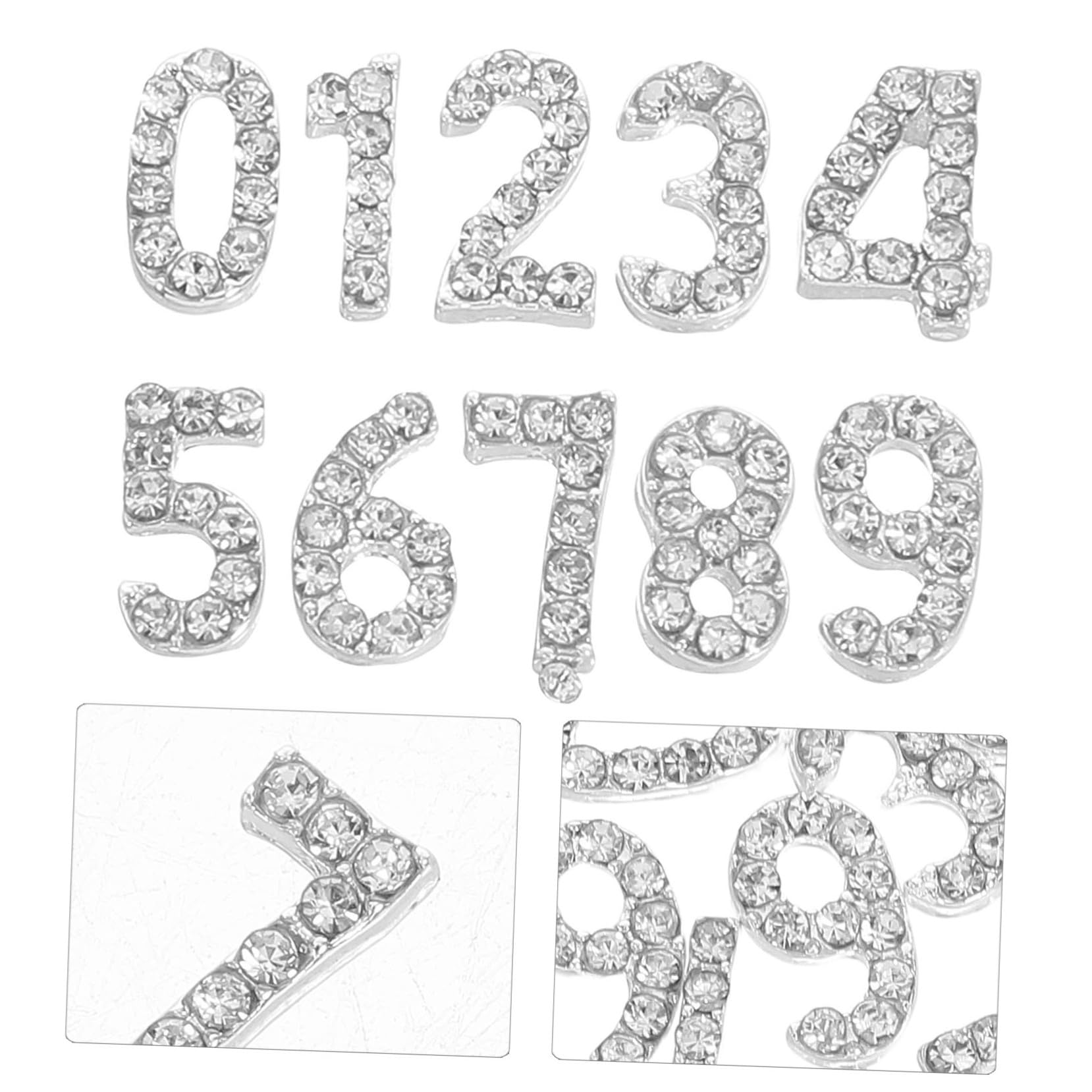 100pezzi Ciondoli per Unghie Numerici Decorazioni Strass per Nail Art Gemme Lucide Retro Piatto Abbellimenti per Manicure