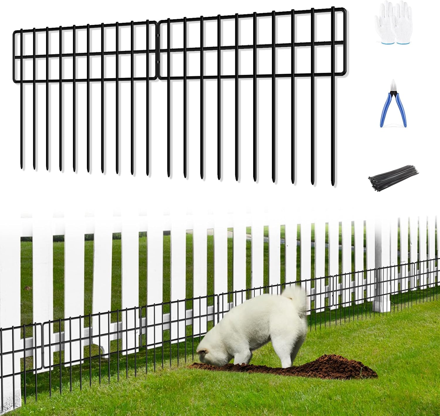35ft(L) X 13in(H) Garden Fence Panels, 25 Pack No Dig Fence, Rustproof Metal Wire Animal Barrier Fencing for Dogs, Rabbits & Squirrels, Easy Setup Outdoor Yard & Patio Defense