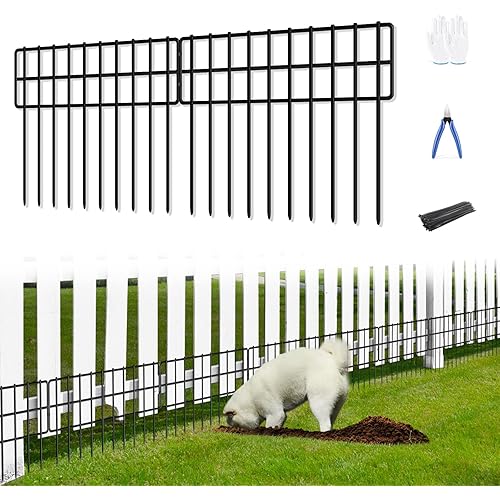 30 Pack No Dig Fence, 42.5ft(L) X 13in(H) Garden Fence Panels, Rustproof Metal Wire Animal Barrier Fencing for Dogs, Rabbits & Squirrels, Easy Setup Outdoor Yard & Patio Defense