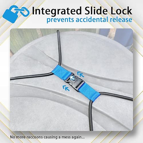 Miniatura 5 de 1 cubo de basura, para botes de basura de 20 a 40 galones, la tapa de basura se puede bloquear, cuerda elástica resistente para basura, correa