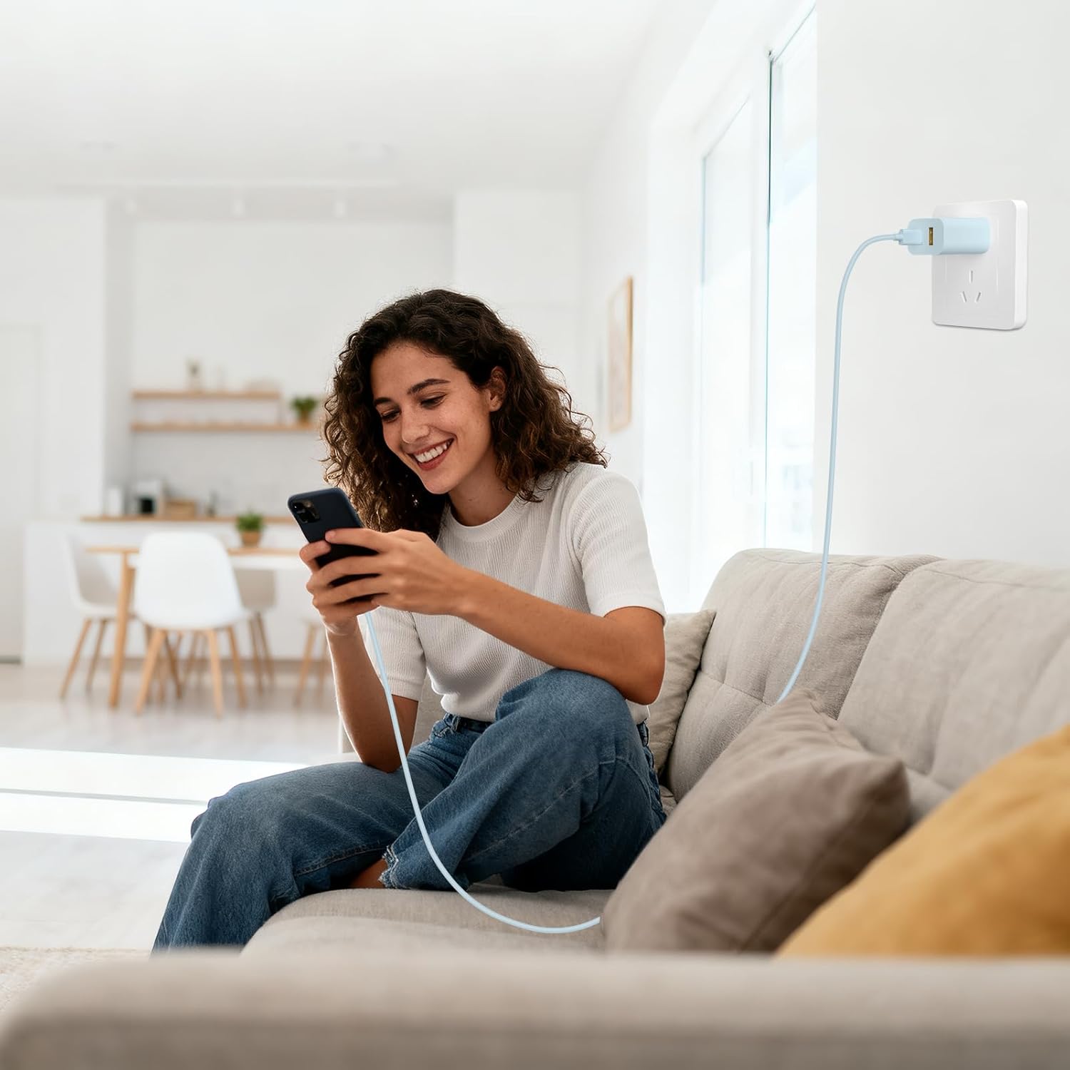 for iPhone 17 16 15 Charger Fast Charging 10FT Long USB C Charger Cable with 20W Dual Port Block - Type C Charging Cable Compatible with iPhone 17/17 Pro/17 Pro Max/17 Air, 16/16e, 15, 3 Pack (Blue)