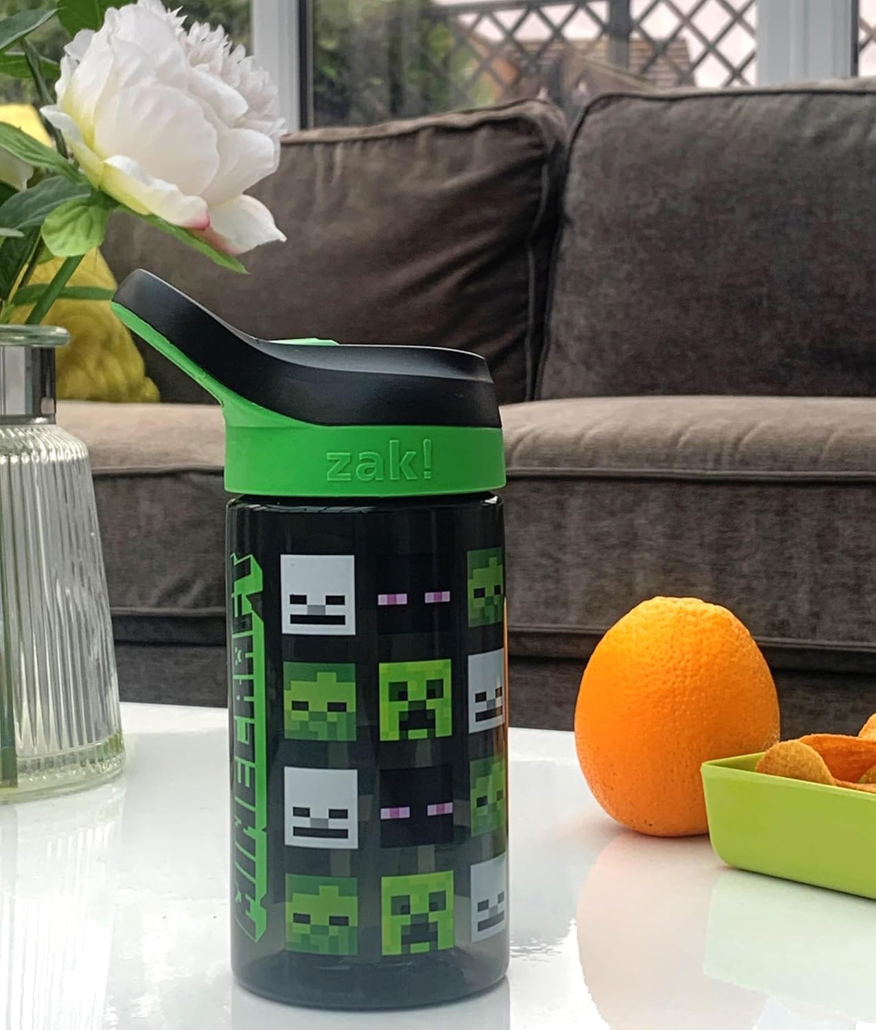 HOX Minecraft Trinkflasche Aus Edelstahl, 600 Ml, Mit Logo, Auslaufsicher – Perfekt Für Schule Und Outdoor