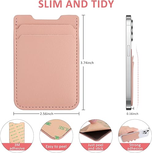Miniatura 4 de Fulgamo Cartera para teléfono adhesiva, paquete de 2 tarjeteros para la parte posterior de la funda del teléfono, soporte de cuero para tarjetas de