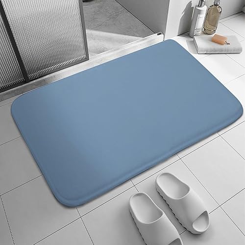 Miniatura 7 de Alfombras de baño de lujo, antideslizantes y absorbentes, color azul polvoriento, suaves, para baño, 16 x 24 pulgadas