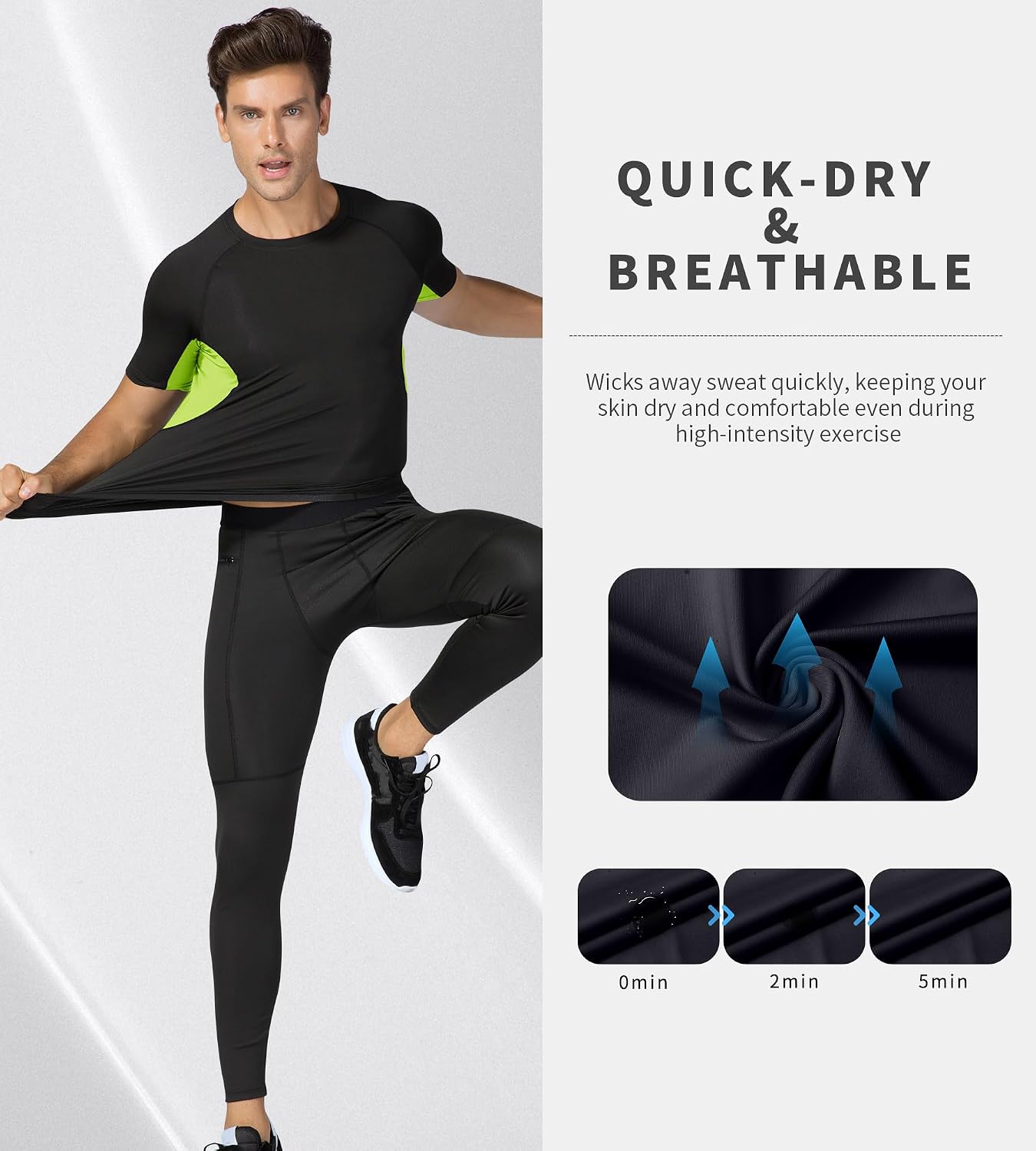 Men's Athletic Short Sleeve Compression Shirts Stretch Performance T-Shirt Running Workout Tops Quick Dry Base Layer