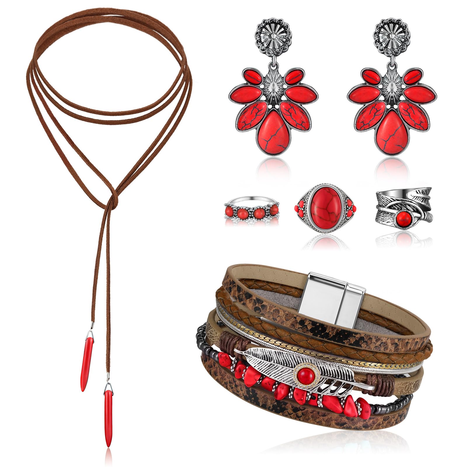 Ecally Western Turquoise Jewelry Set for Women