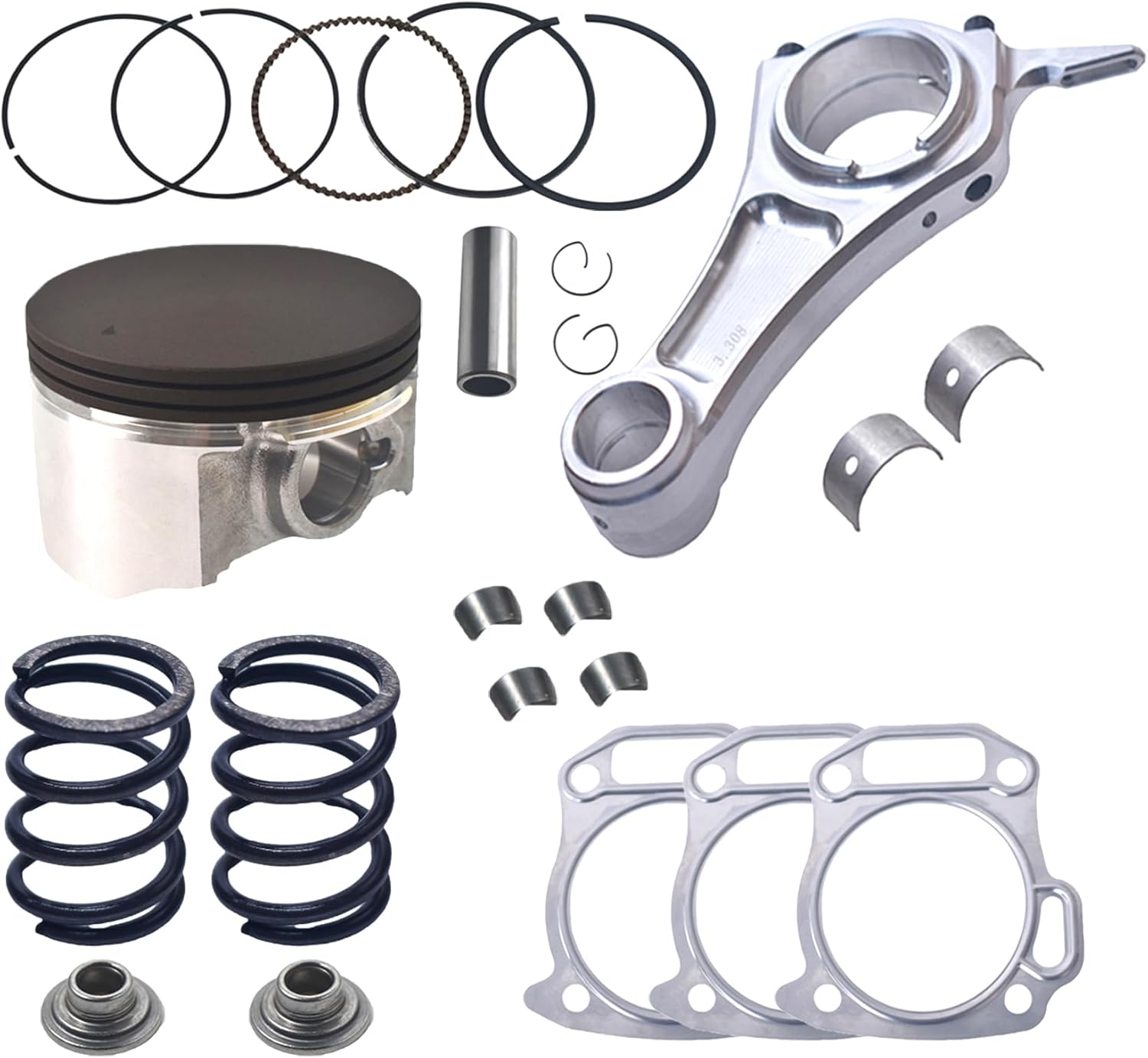 Billet Rod（3.308）70mm Ceramic Coated Flat Top Piston .550 with 18lb Valve Spring Kit for the Harbor Freight Predator 212cc Hemi and Non-Hemi versions Engine Minibike Go Kart Cart