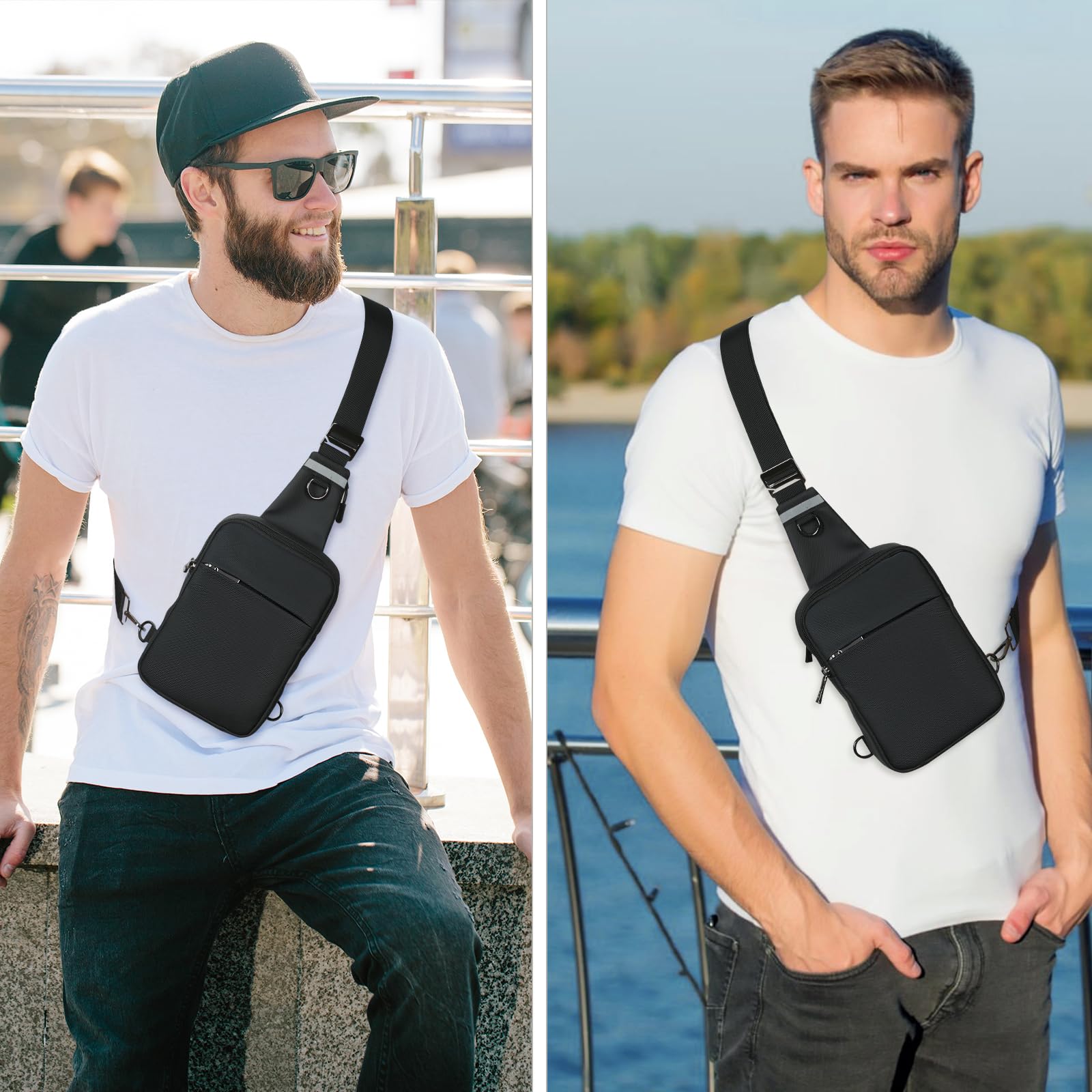 Sling Bag torba na ramię na klatkę piersiową dla mężczyzn i kobiet z blokadą RFID, torba na klatkę piersiową, mała torba męska, na lewe i prawe ramiona