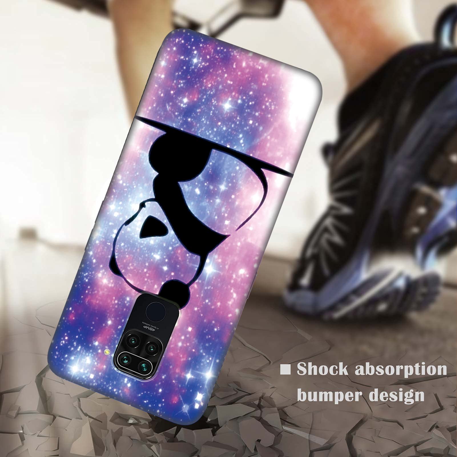 2 Cover Per Xiaomi Redmi Note 9T 5G, Silicone TPU Morbido, Disegno Gatto E Tigre, Nero, Antiurto