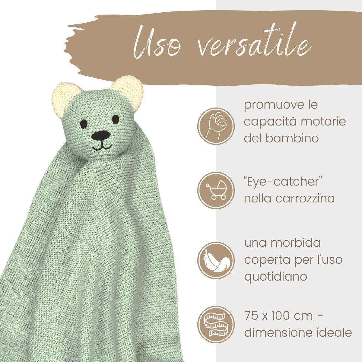 DIKOS® Coperta originale per neonati, in cotone biologico, 100% GOTS, coperta con peluche a maglia, coperta per neonati