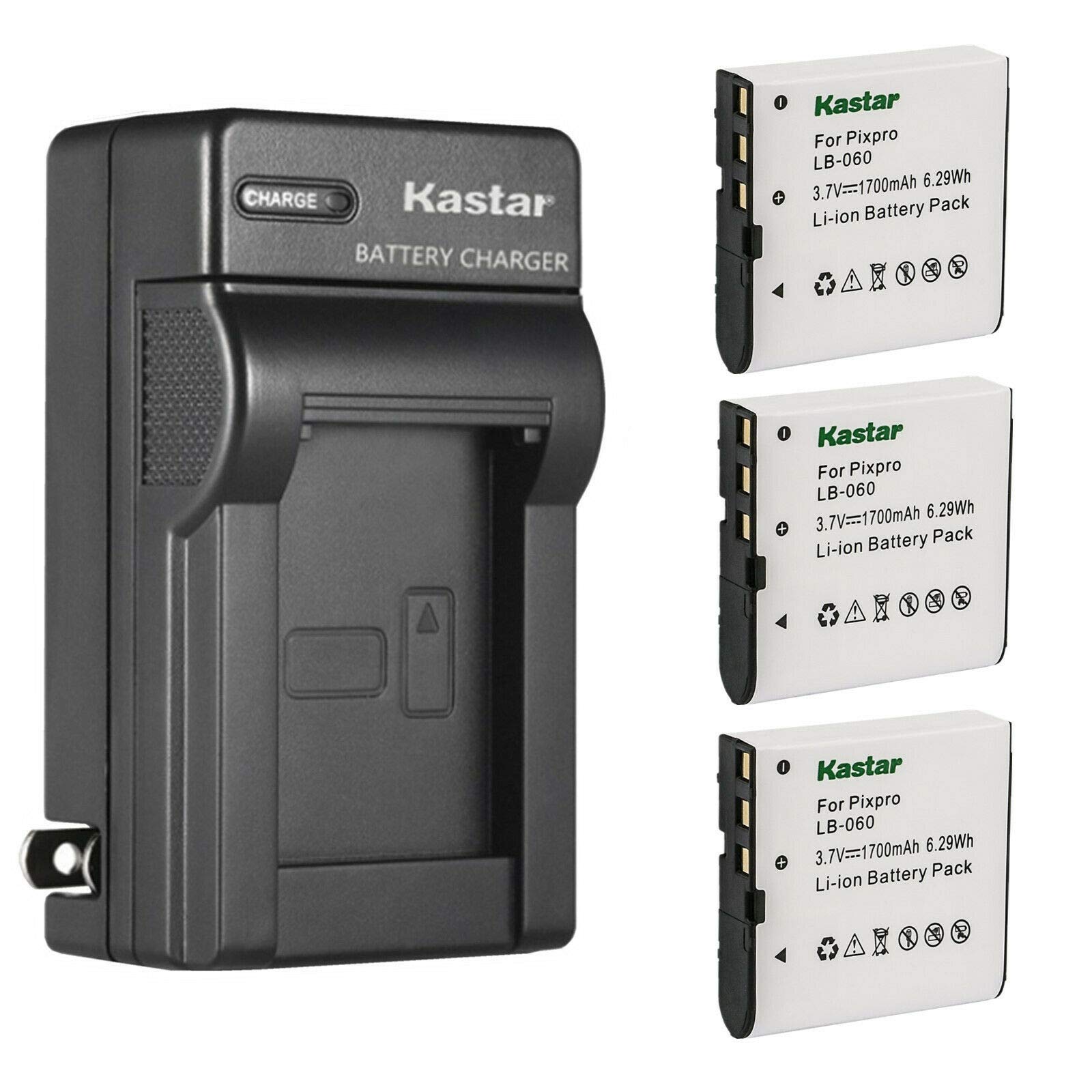 Kastar 3-Pack Battery and AC Wall Charger Replacement for VJIANGER 4K Digital Camera, 4K WiFi Digital Camera, 1080P Camcorder, 1080P Video Camera, 4K