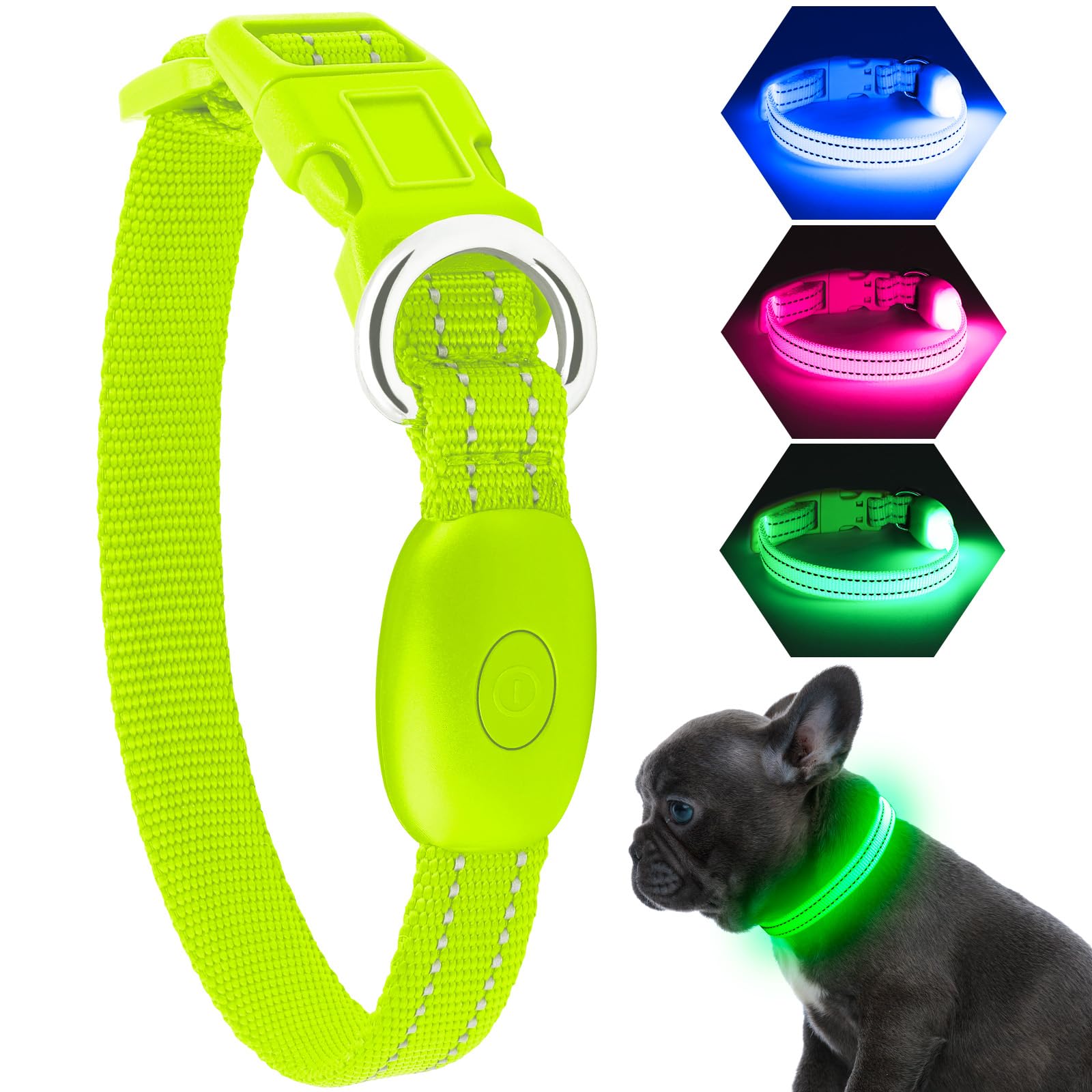 KOSKILL Leuchthalsband Hund Wiederaufladbare USB LED Hundehalsband Wasserdichtes Leuchtendes Hunde Halsband Einstellbare Super Helle für Kleine Mittlere Große Hunde