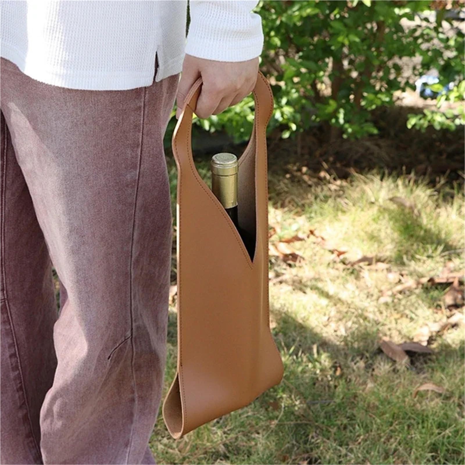 Weinbeutel Leather Wine Tote Carrier Double Layer