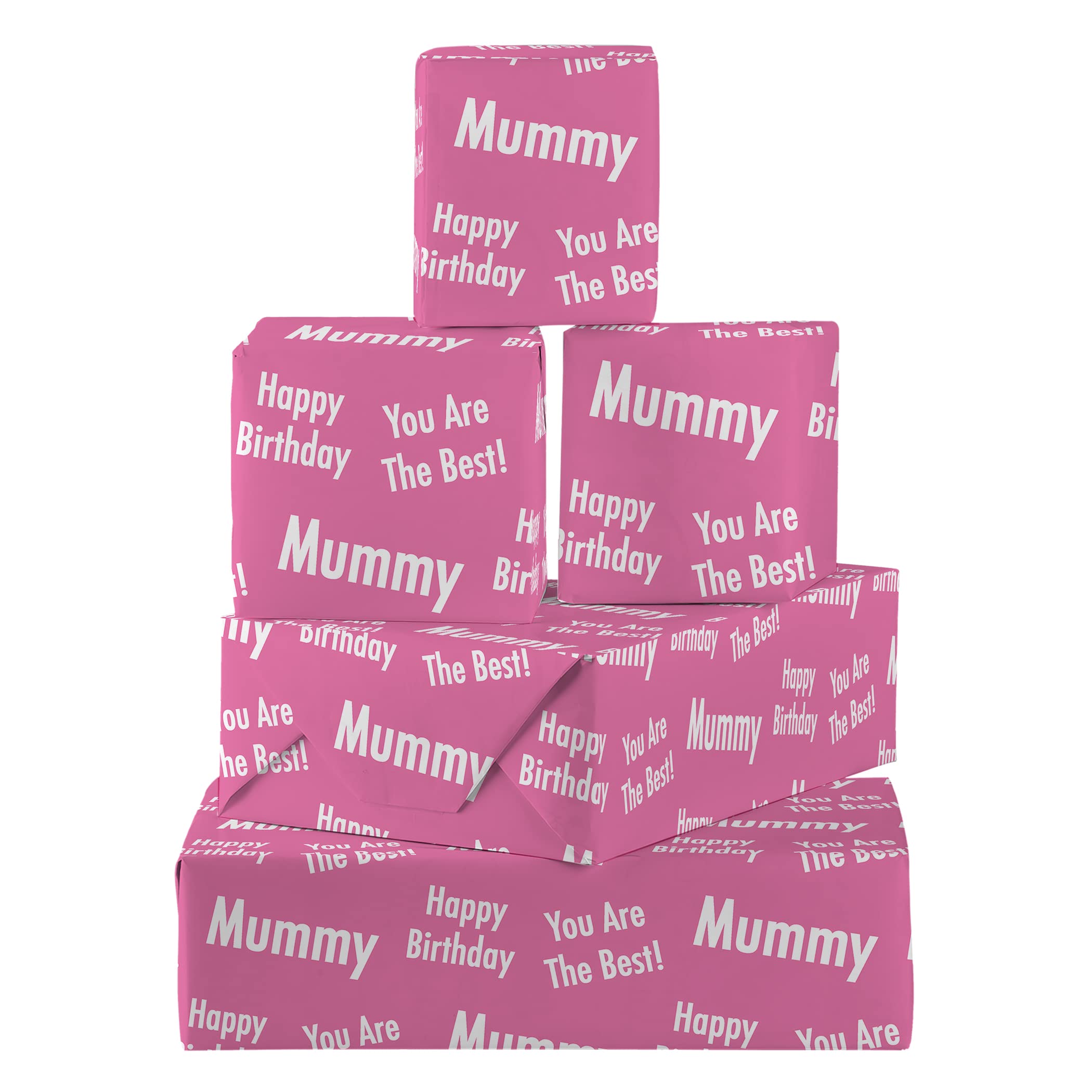 Hunts England - 5 Sheets Of Mummy Birthday Fun Wrapping Paper - Includes 5 Gift Tags - Mummy Female Folded Gift Wrap - Urban Colour Collection - Gift Wrap From Son/Daughter