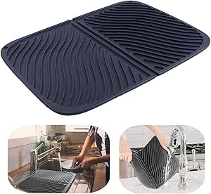 Tapis D'égouttement En Silicone Noir - Idéal Pour L'évier De Cuisine, Résistant à La Chaleur Et Antidérapant
