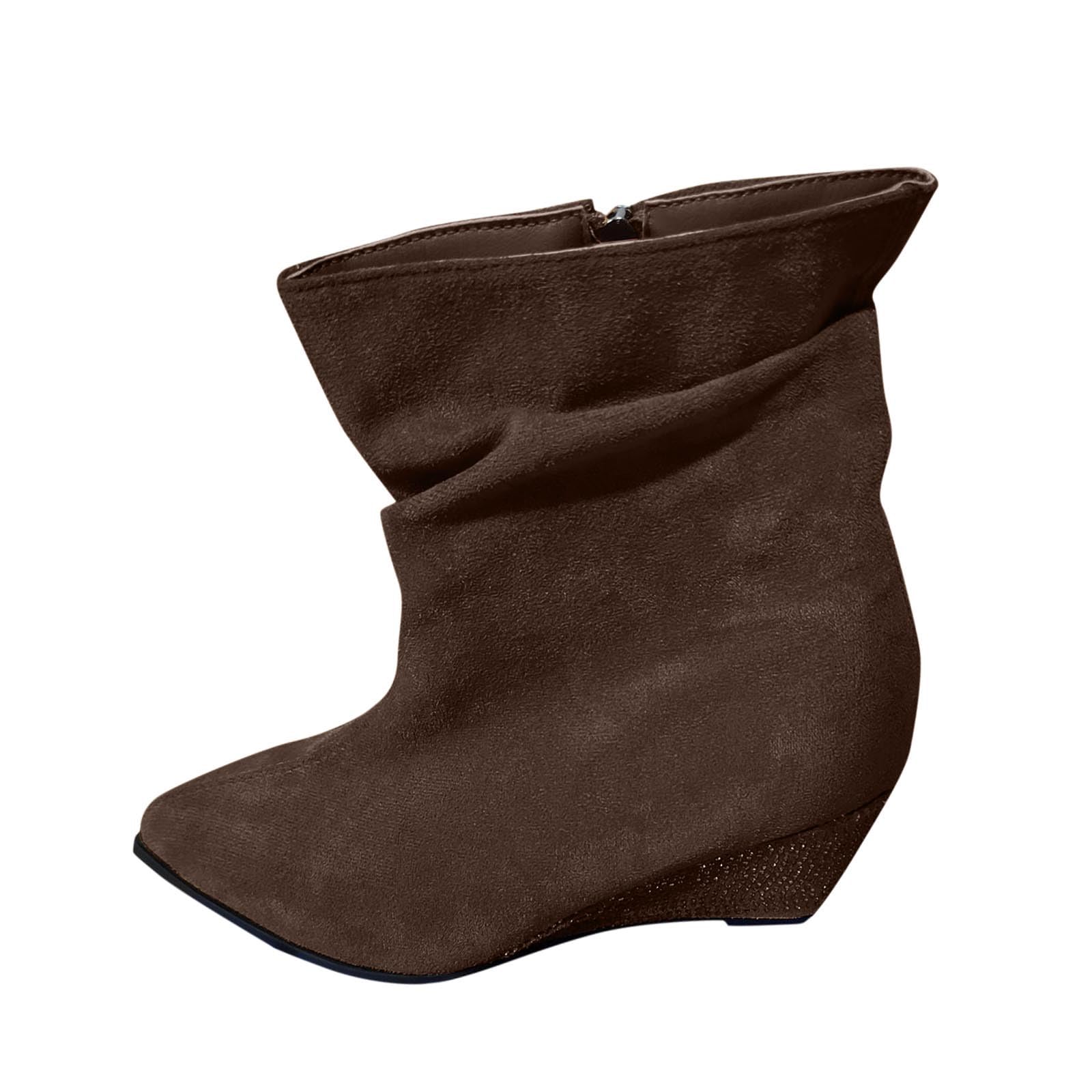 Bottes courtes confortables hiver à talon épais compensé et strass - 8