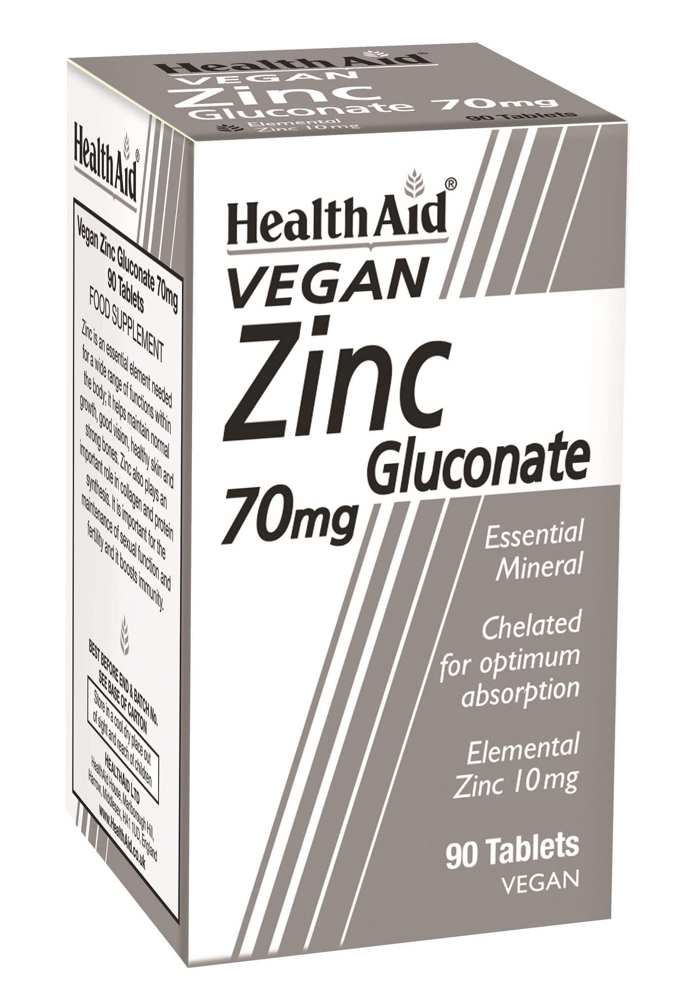 HealthAid Zinc Gluconate 70mg - 90 Tablets