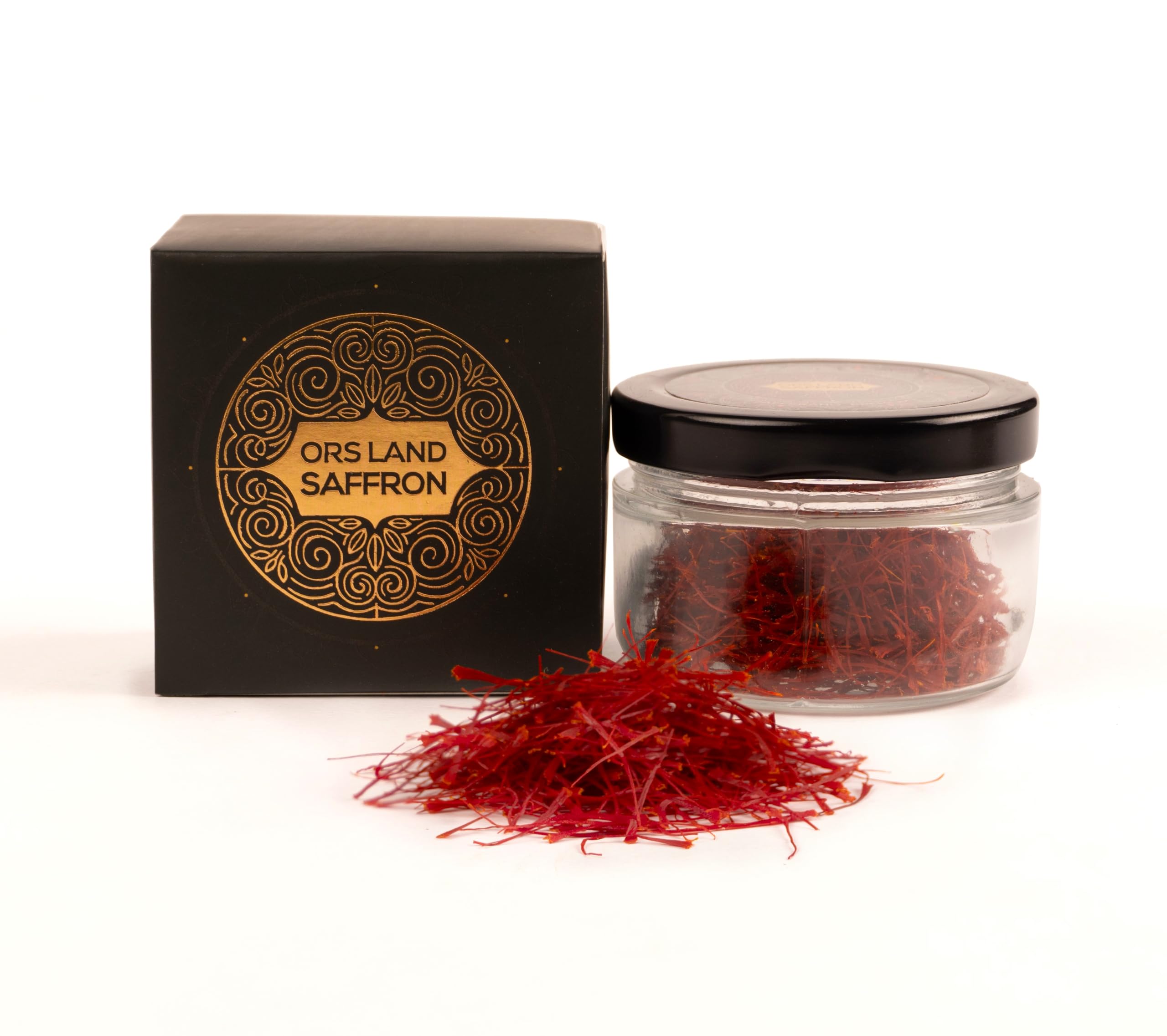 Zafferano ORS LAND - 5g di Pistilli Puro - Qualità Premium (Super Negin), Confezionato in Barattolo di Vetro e Scatola in Cartone, Ideale per Risotto alla Milanese, Paella e Tutti Usi Culinari