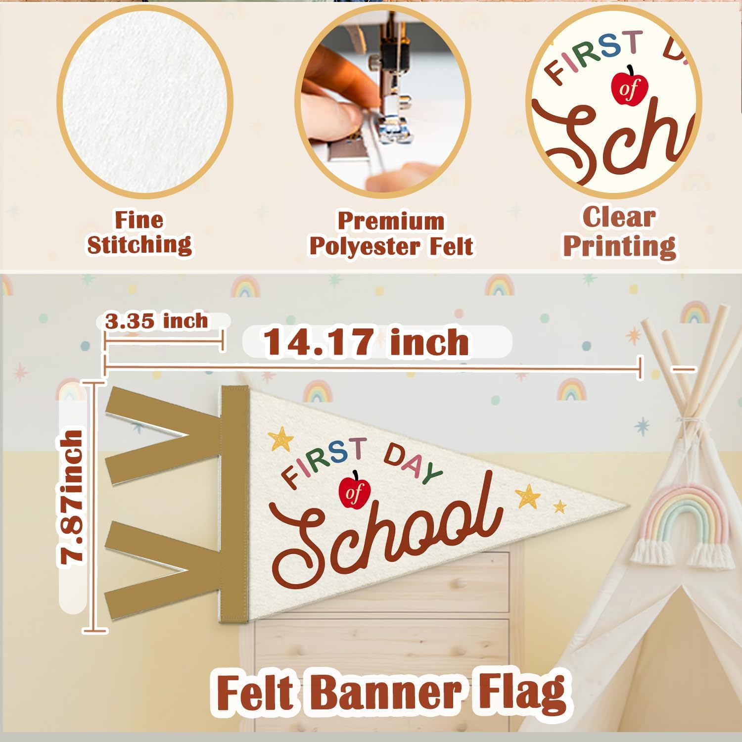 First Day of School Sign Banner Felt Flag,