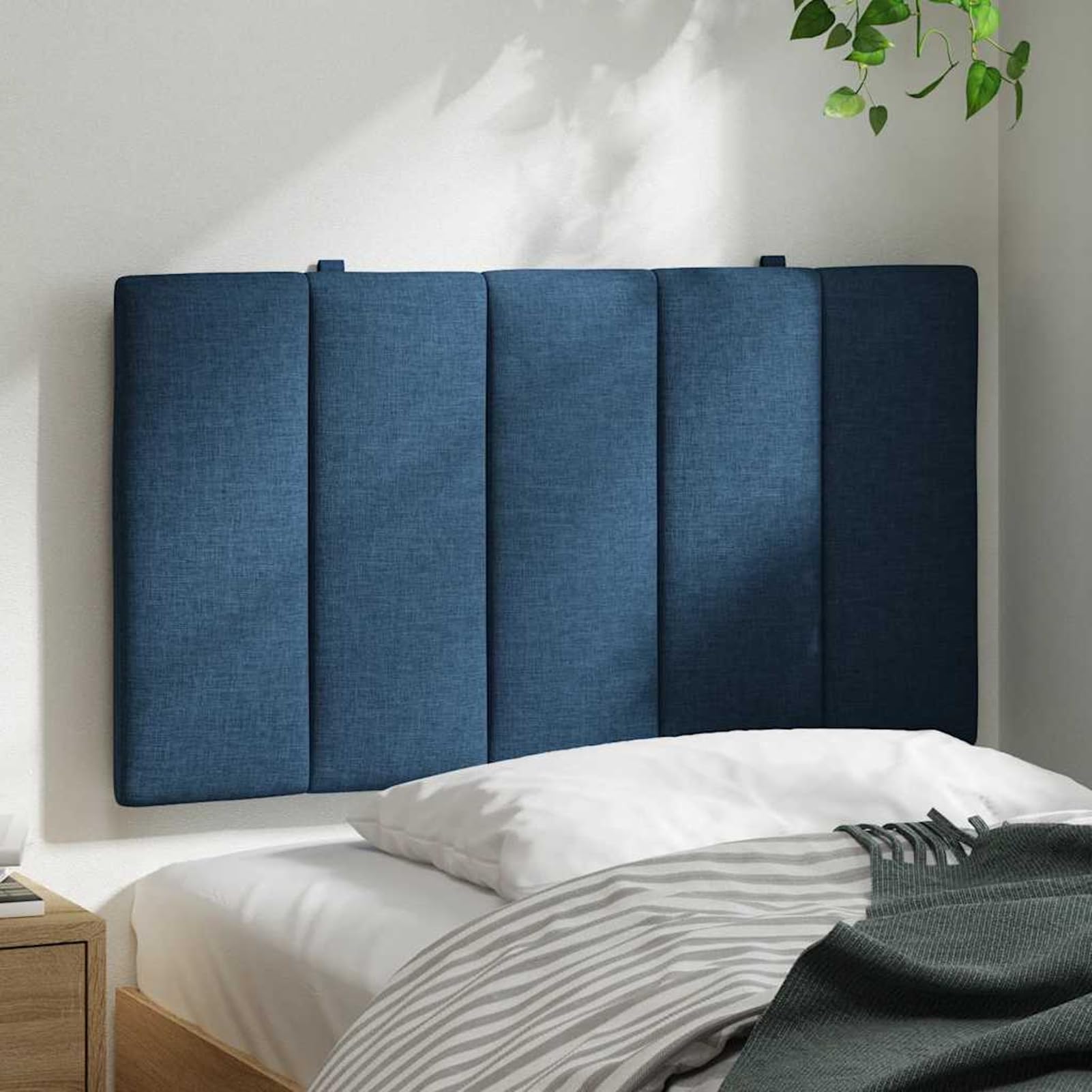 vidaXL Cabecero de Cama Acolchado Hanko Tela Azul 90 cm