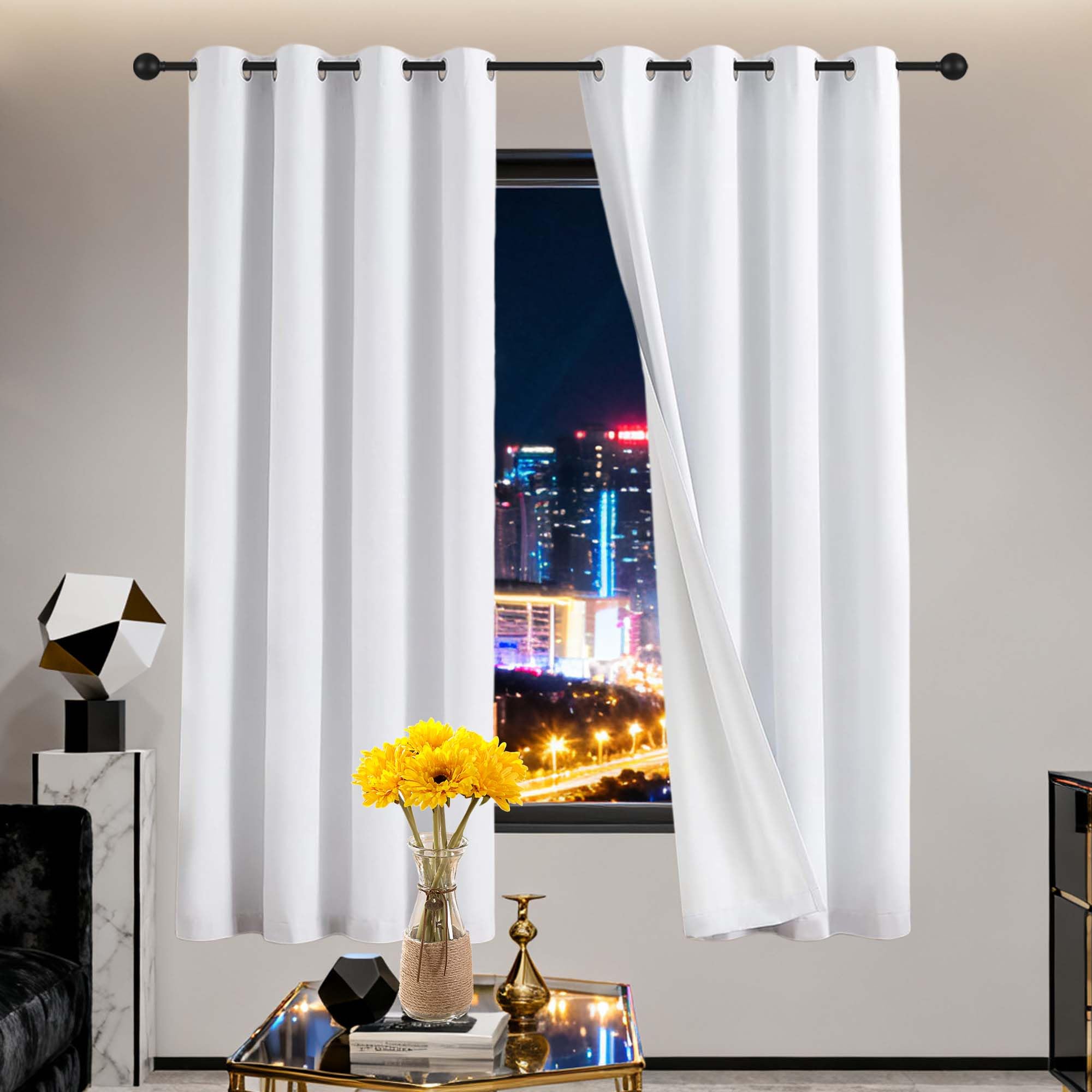 Rideaux Modernes Blancs 540x380 cm | Tissu Polyester Premium Haute Densité