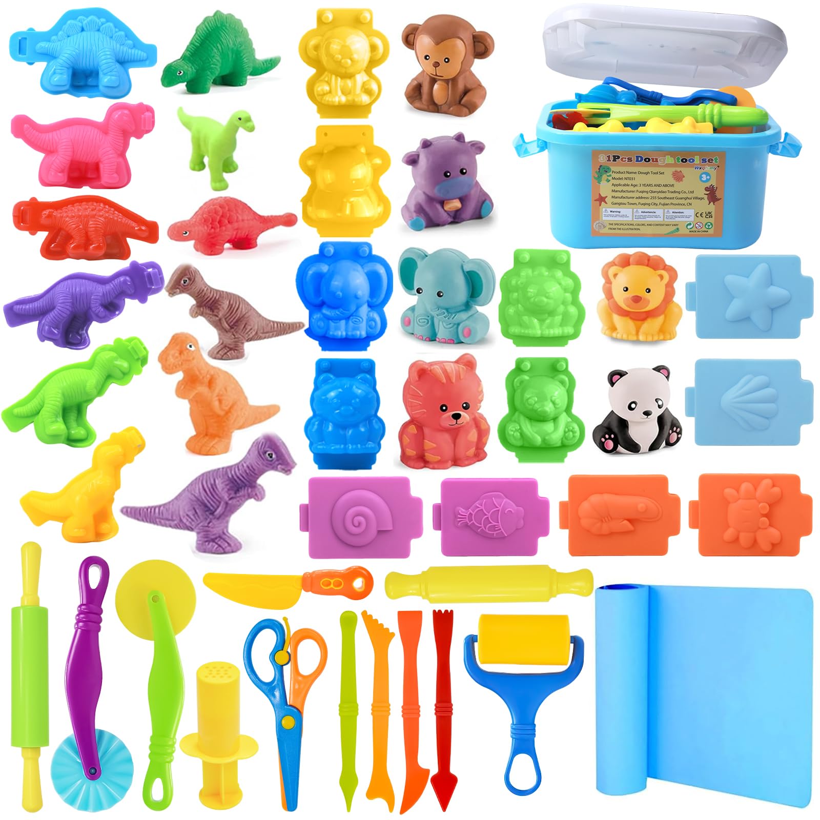 Dough Tool Set, 31 Pcs Basic Dough Tools Kits for Kids, Dough Accessories Includes Storag…