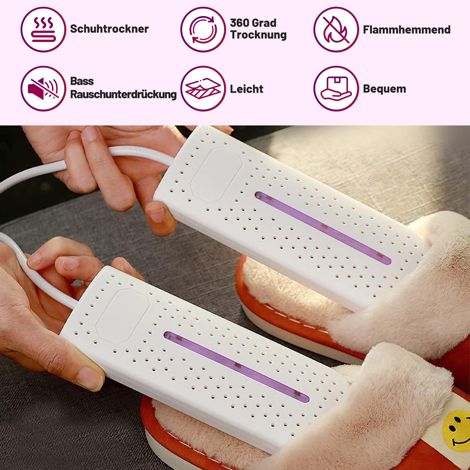 Hojalis Elektrischer Schuhtrockner - Tragbarer Schuhwärmer Mit 3 Timer-Modi & 360° Trocknung