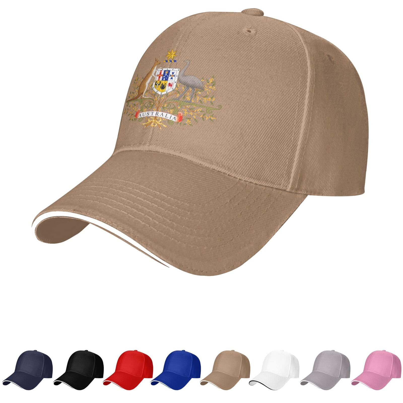 Australia Emblem Hat Australian Caps for Man Woman Coat of Arms of Australia Baseball Cap Trucker Dad Hat Natural