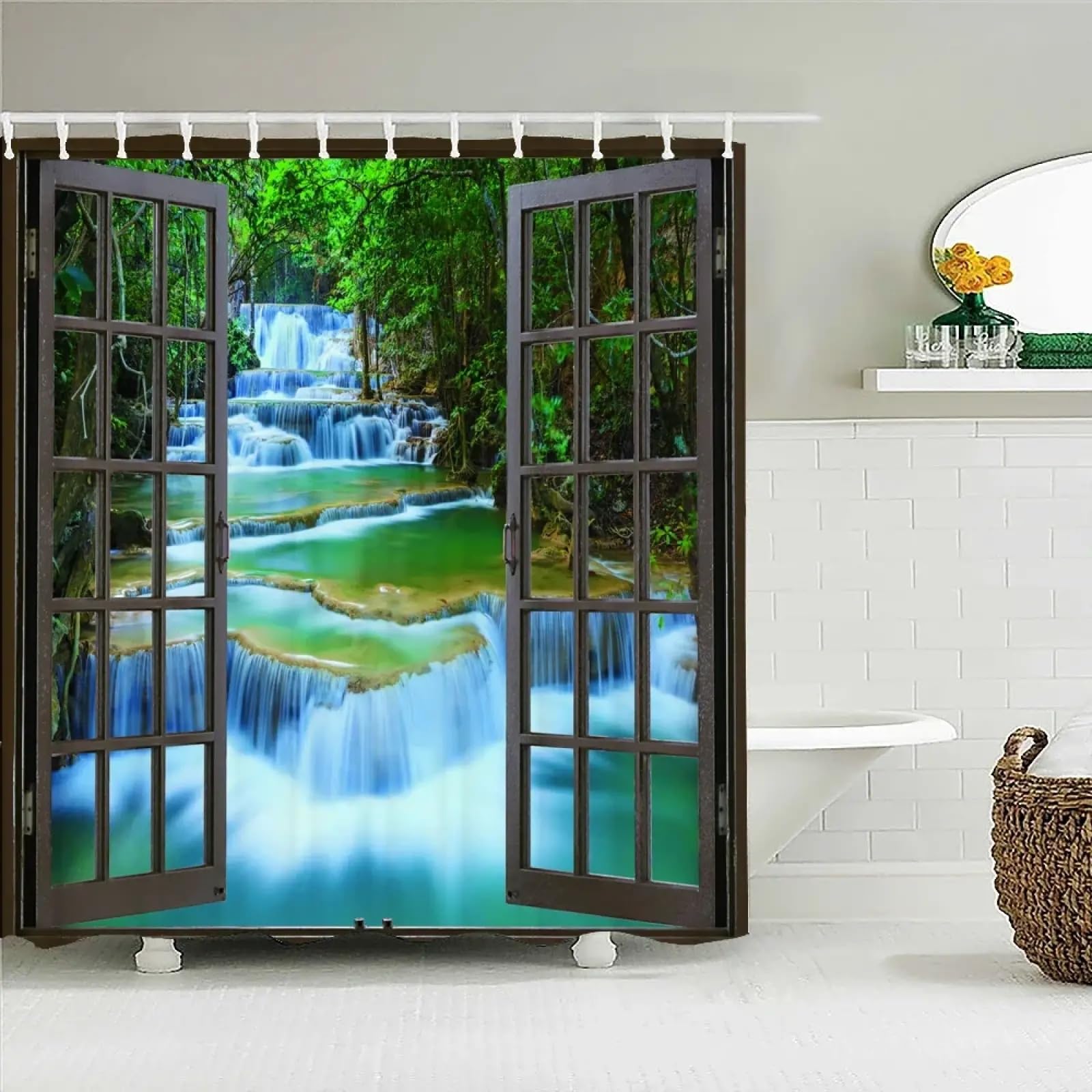 Rideaux de douche anti moisissure extra larges pour stopper les fuites d'eau