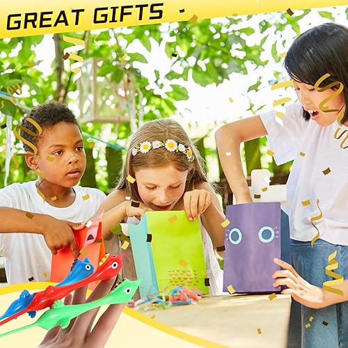 Miniatura 5 de Sratte 150 piezas de goma de pollo tirachinas de dedo de pollo, pollos de goma, pavo volador para niños y niñas, cumpleaños, carnaval, bolsas de