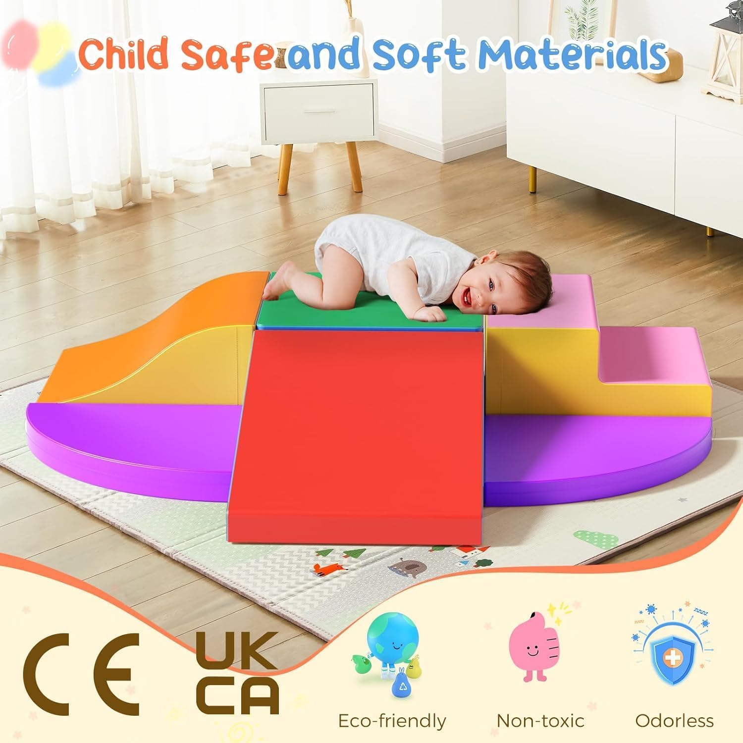 Schaumstoff bausteine Schaumstoff-Kletterblöcke für Kleinkinder, Softplay-Bällebad, Softplay-Klettern mit faltbarem Block, Montessori Spielzeug Set für Indoor-Spaß, Baby Soft Playset