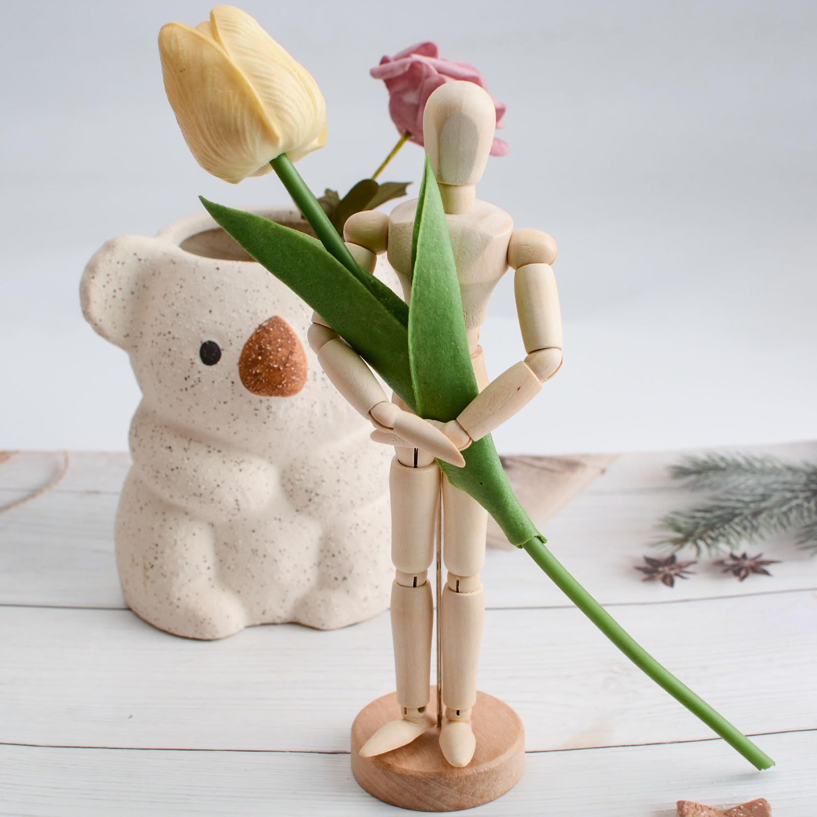 WANDIC Mannequin en Bois Blockhead, 4 Pcs Bois Artiste Figure Modèle pour Croquis Charbon de Bois Maison Bureau Bureau Décoration Cadeau