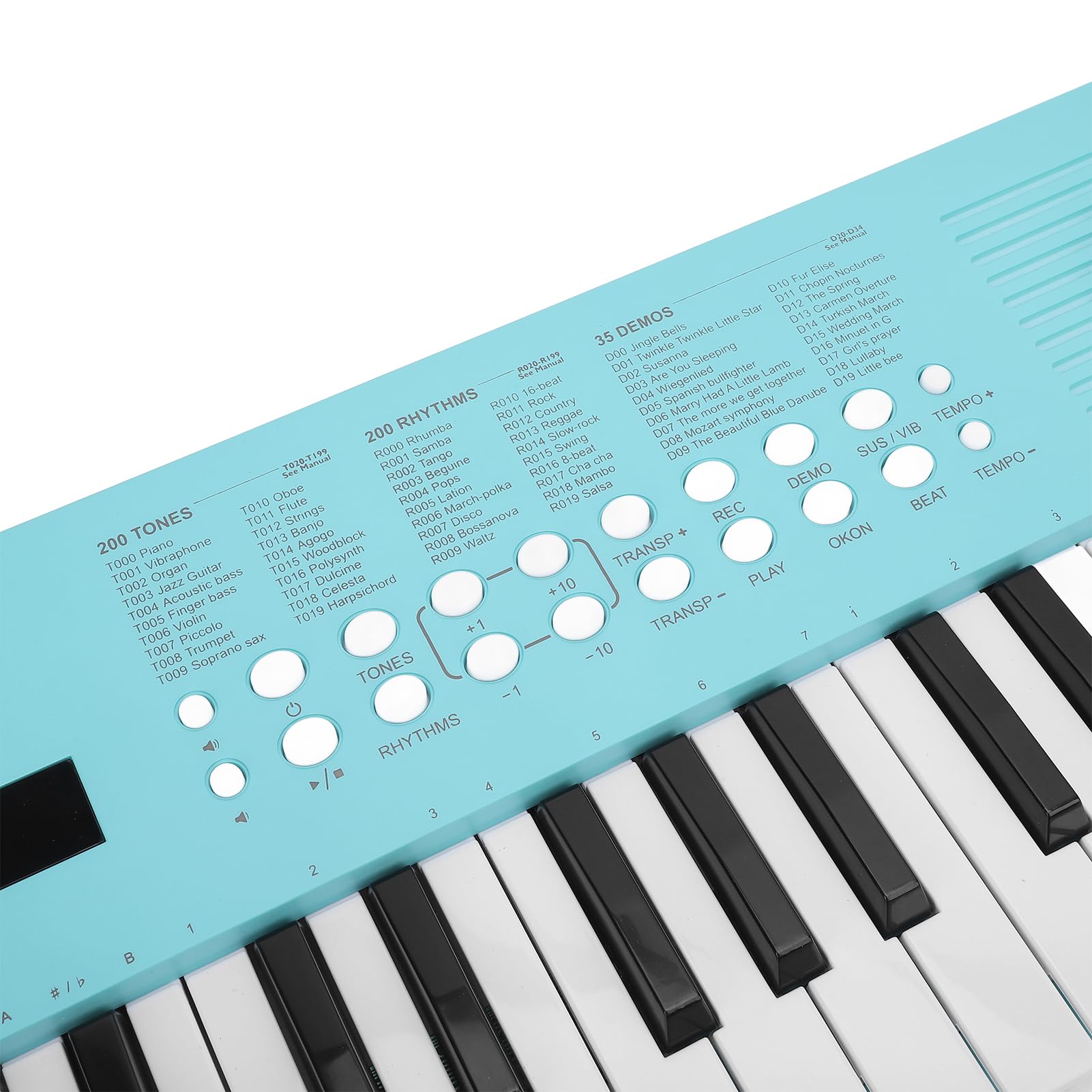 Tastiera Elettronica a 37 Tasti 200 Toni Ritmi 35 Demo Strumento a Tastiera per Pianoforte Digitale Multifunzionale con Microfono per Principianti e Musicisti Esperti (BLUE)