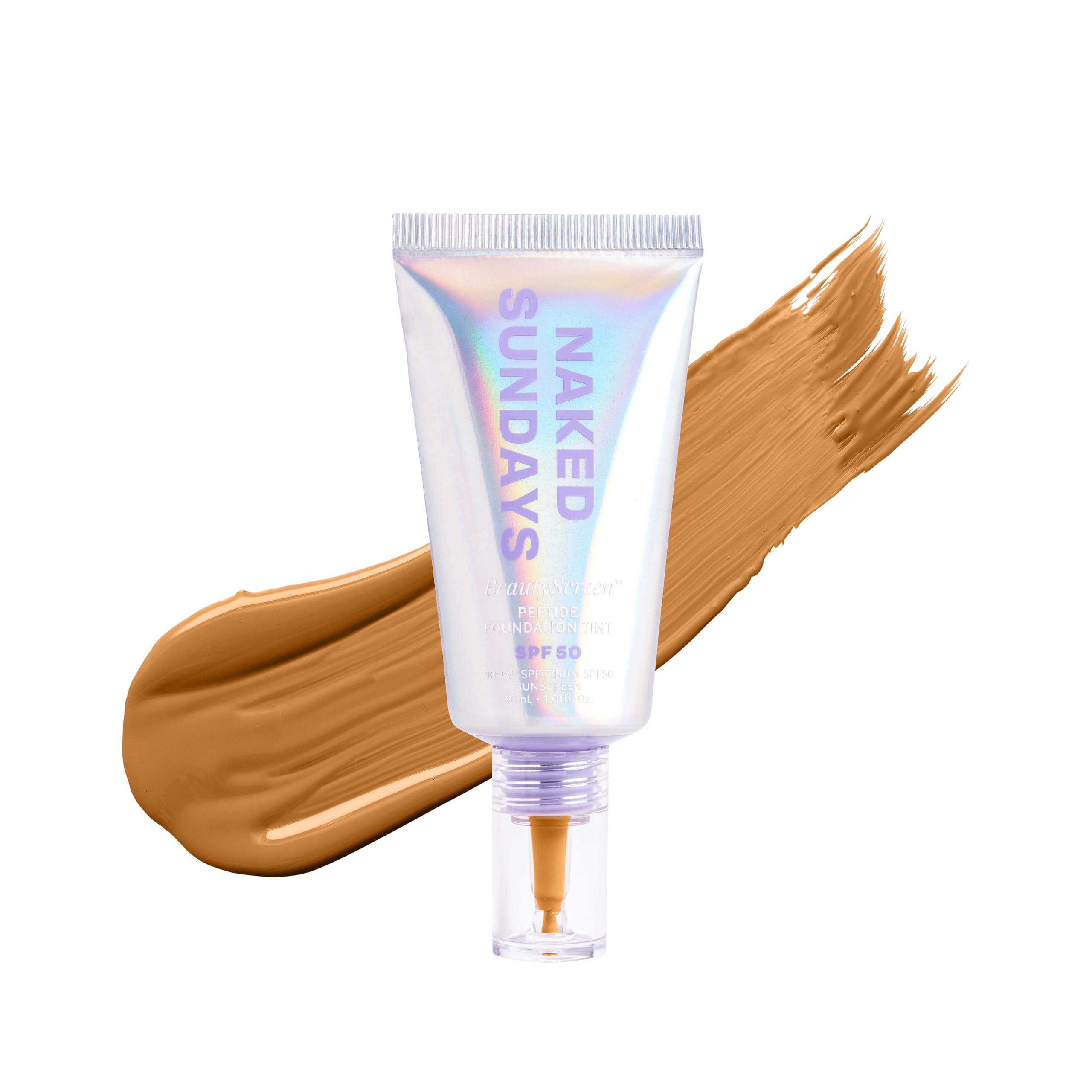 Naked Sundays BeautyScreen™ SPF 50 Peptide Foundation Tint – Tinted Sunscreen & Skincare Makeup with Zinc Oxide, Niacinamide – Lightweight Natural