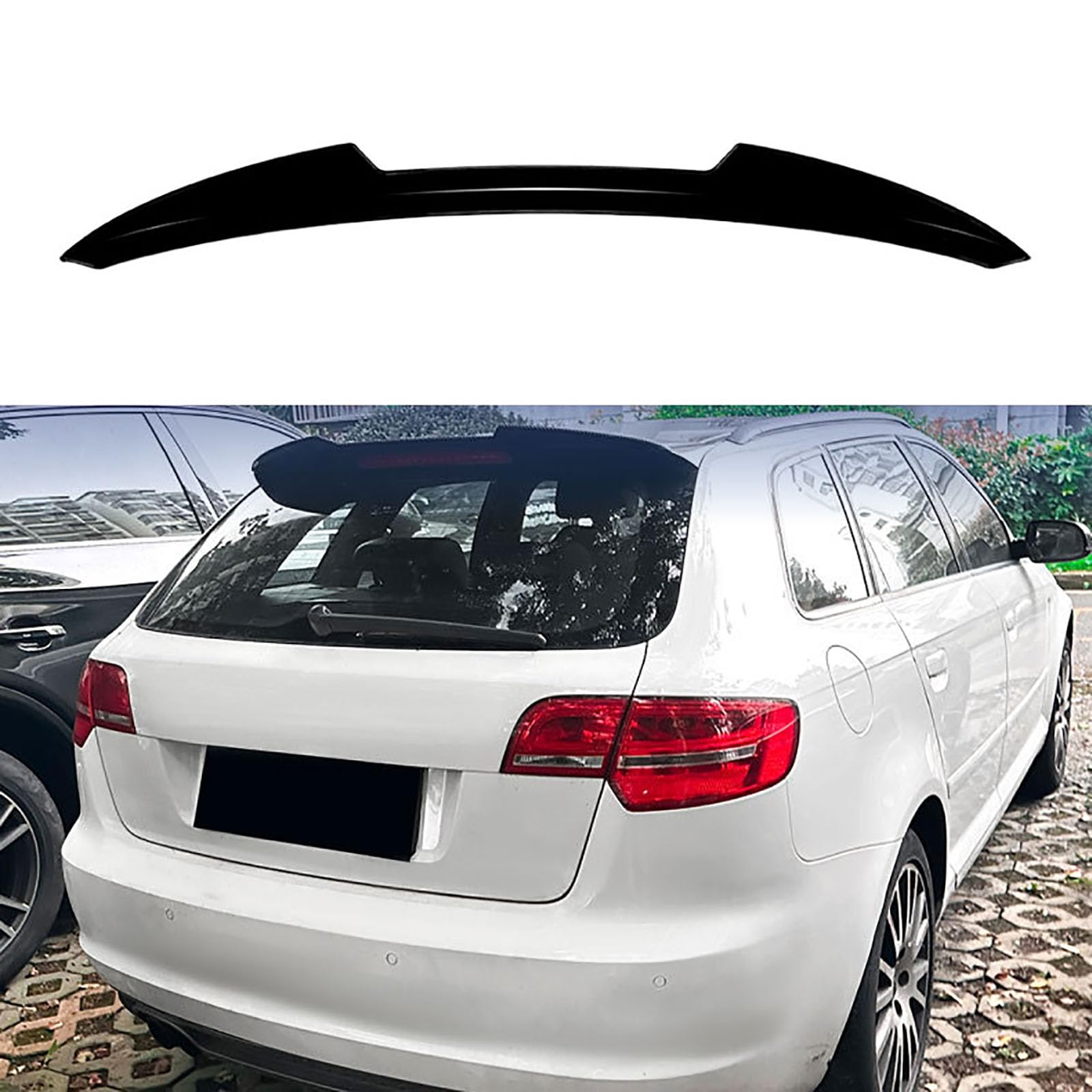 YPFYBHD Compatible with Audi A3 8P Sline 5-Door 2004-2013, Car Rear Roof Trunk Spoiler Wing Air Deflector Tuning Exterior Accessories,glossy black
