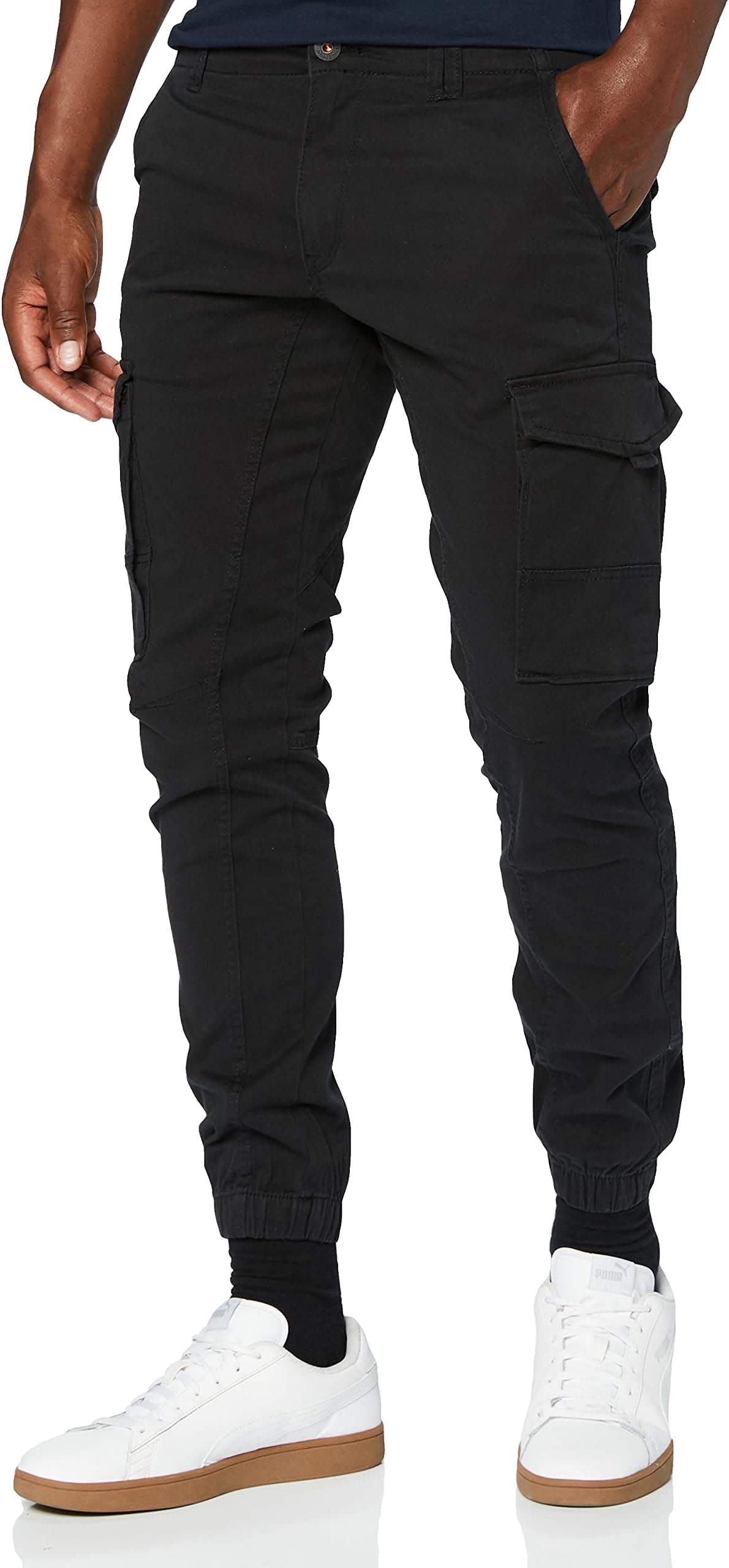 JACK & JONES Mens Stretch Cuffed Cargo Pants Cotton