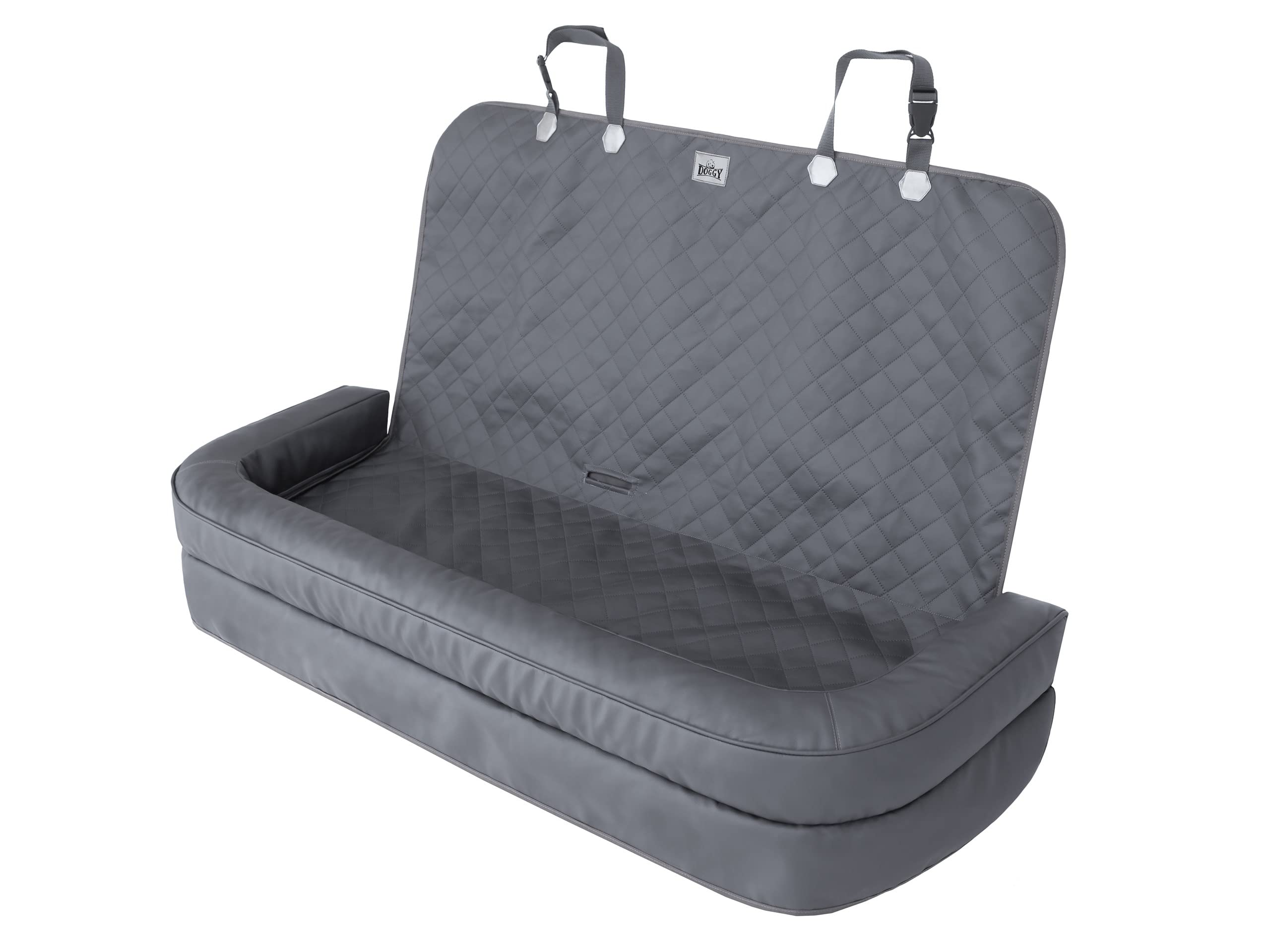 Asiento de coche para perros, cama para perros, transportín para asiento trasero, cesta para perros, cama para gatos y perros pequeños, 135 x 45 cm, grafito Skaj