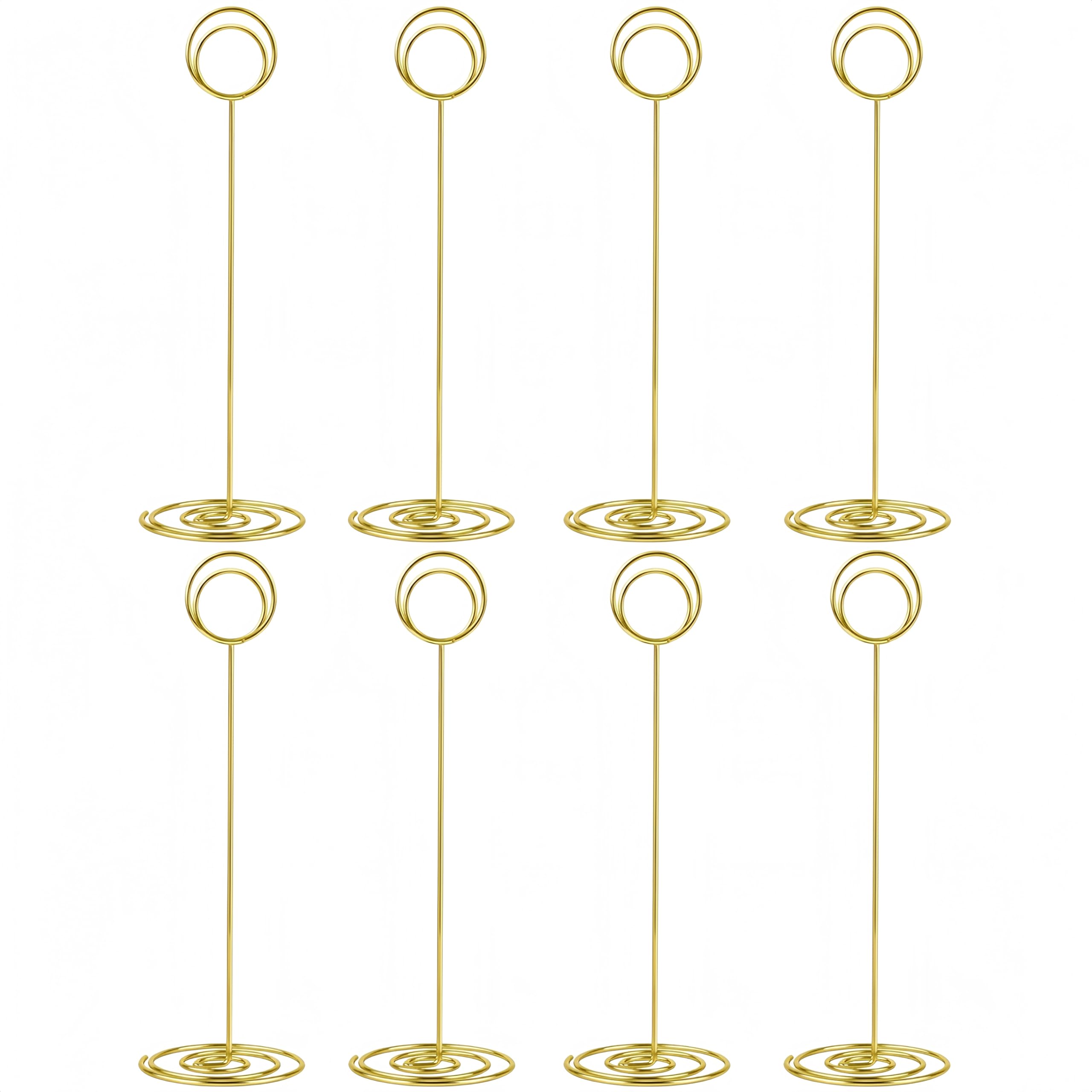 Radezon 20 Pack 8.75 inch Tall Table Number Holders Place Card Holder Table Picture Holder Wire Photo Holder Clips Picture Memo Note Photo Stand (Gold)