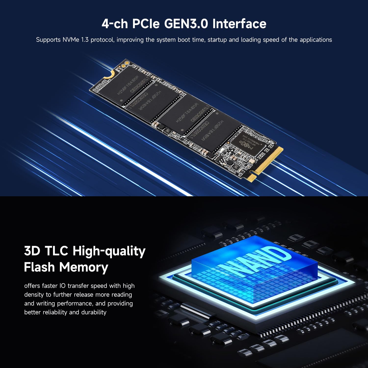 Waveshare NX M2 NVME 2280 256GB High-Speed Solid State Drive, 3D TLC Flash Memory, High-Speed Reading/Writing, NVMe Protocol M.2 Interface -256GB Version