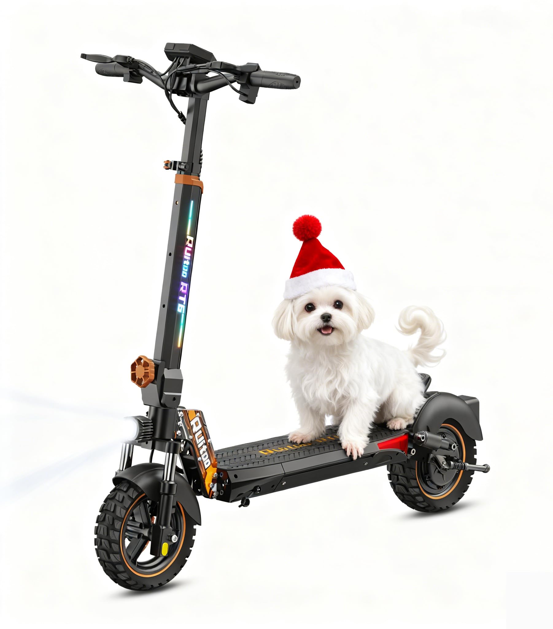RT6 Monopattino Elettrico Pieghevole, Autonomia 55km, Ammortizzatore Idraulico Ant., Freno a Disco, Luci LED Full, 3 Velocità, Ruote 10", 120KG, Batteria 48V 15,6Ah