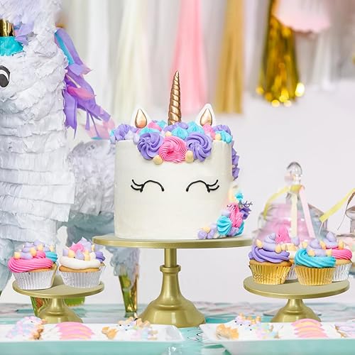 Miniatura 2 de Juego de 3 soportes dorados para tartas, soporte redondo para tartas, soporte de exhibición de pasteles, cupcakes de metal, soporte de exhibición de