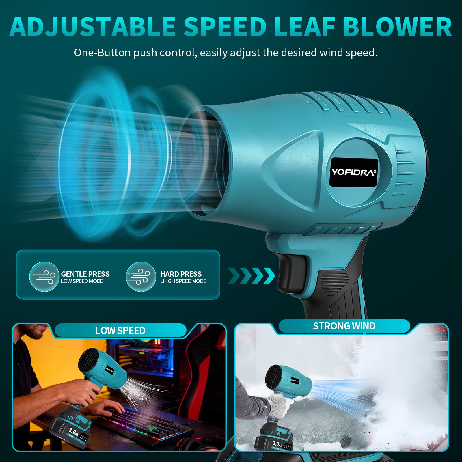Yofidra Turbo Souffleur à Feuilles sans Fil 160 m/s avec 2 Batteries