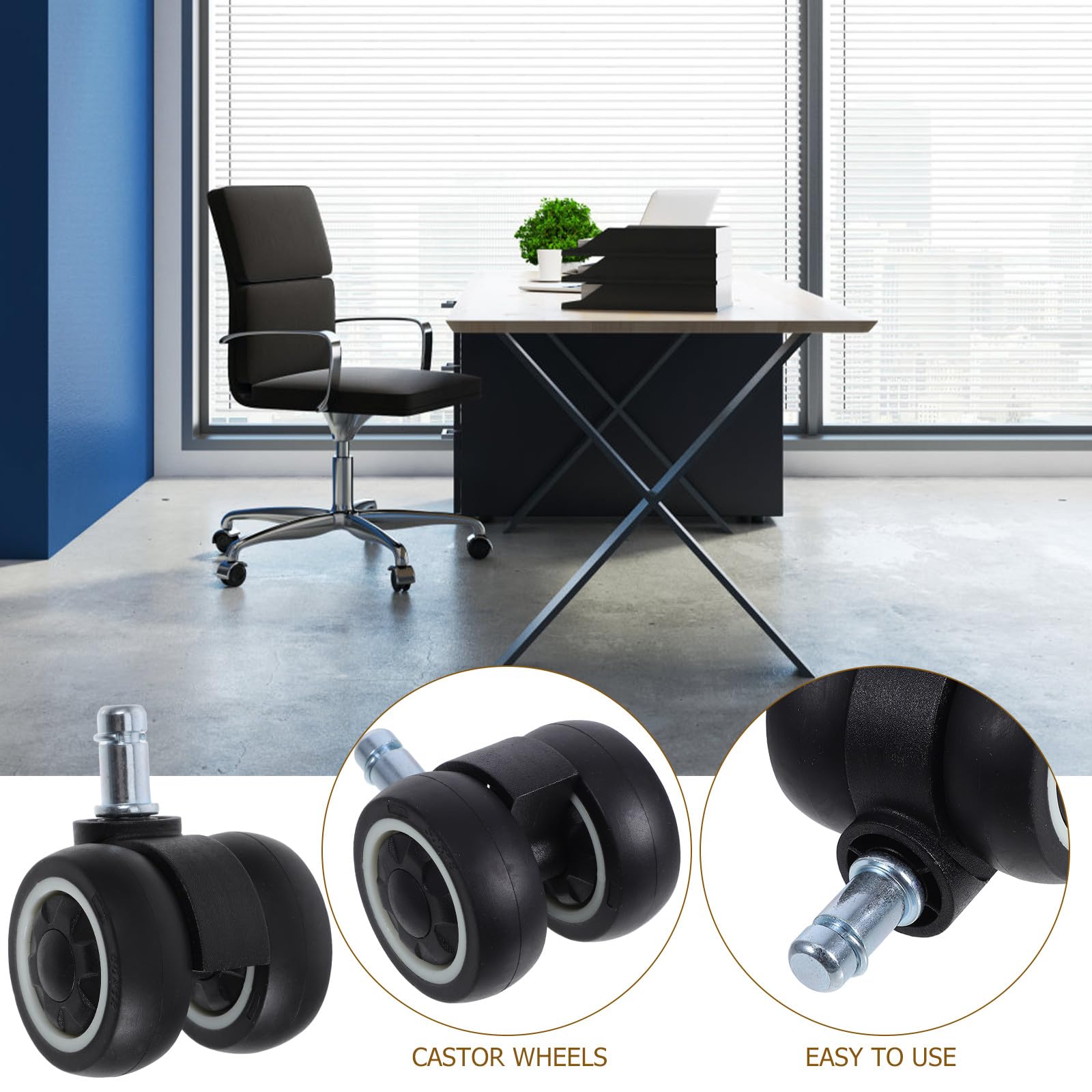 Ruedas Giratorias de Tpr para Silla, 5 Piezas Negras, Metal