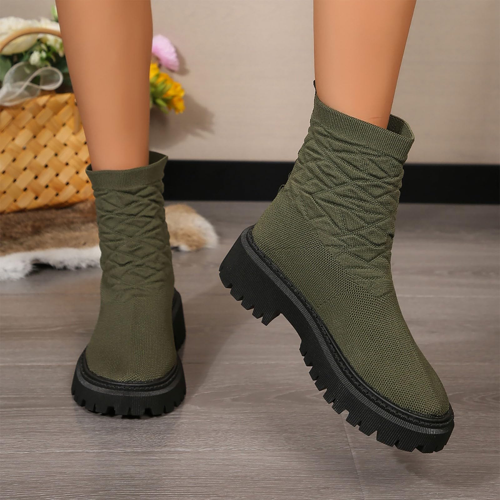 Generisch Donna Inverno British Moda Piattaforma Goffo Stivaletti Caldi Scarpe All'aperto